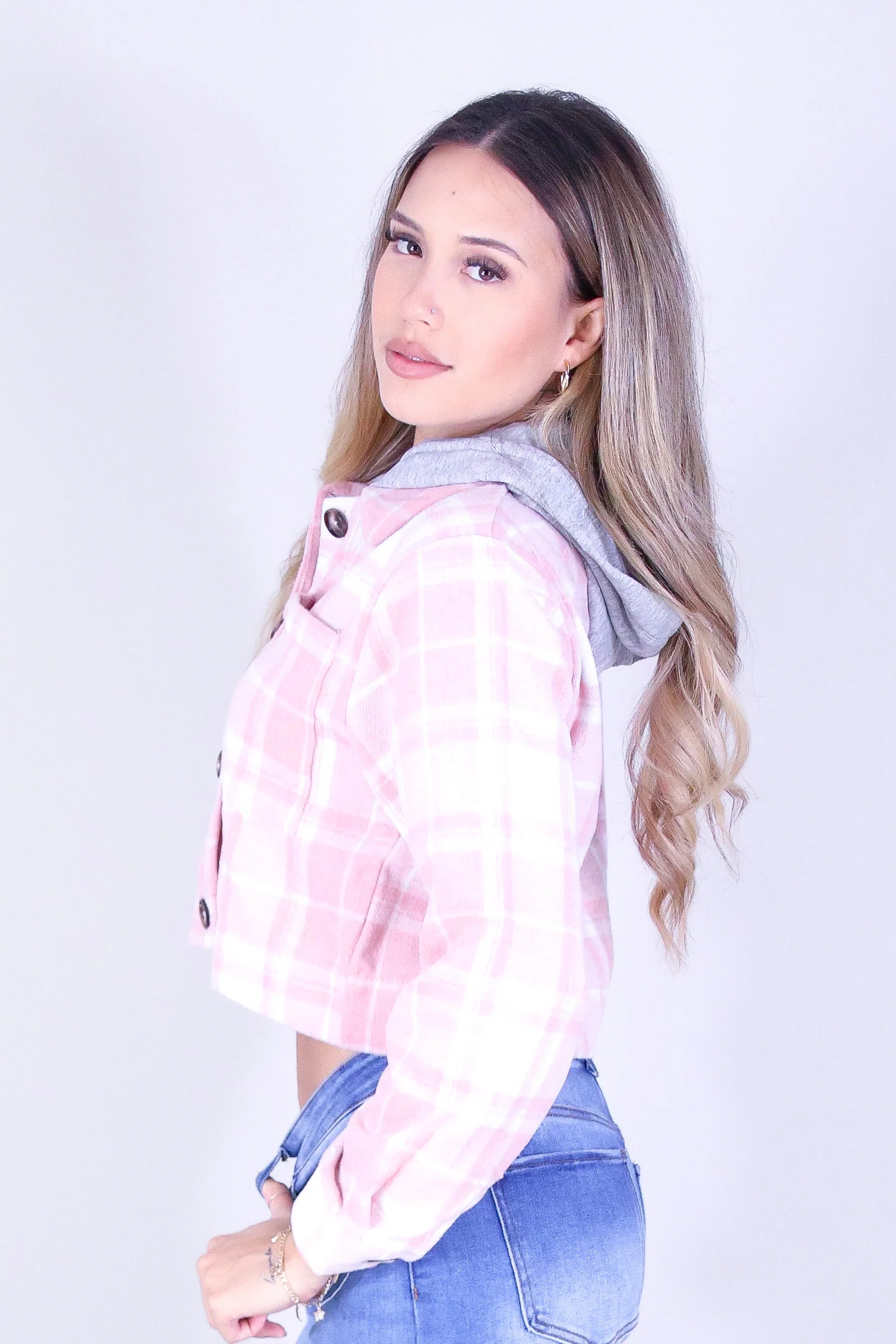 SOFT CHECK CROP PLAID SHACKET - Image 3