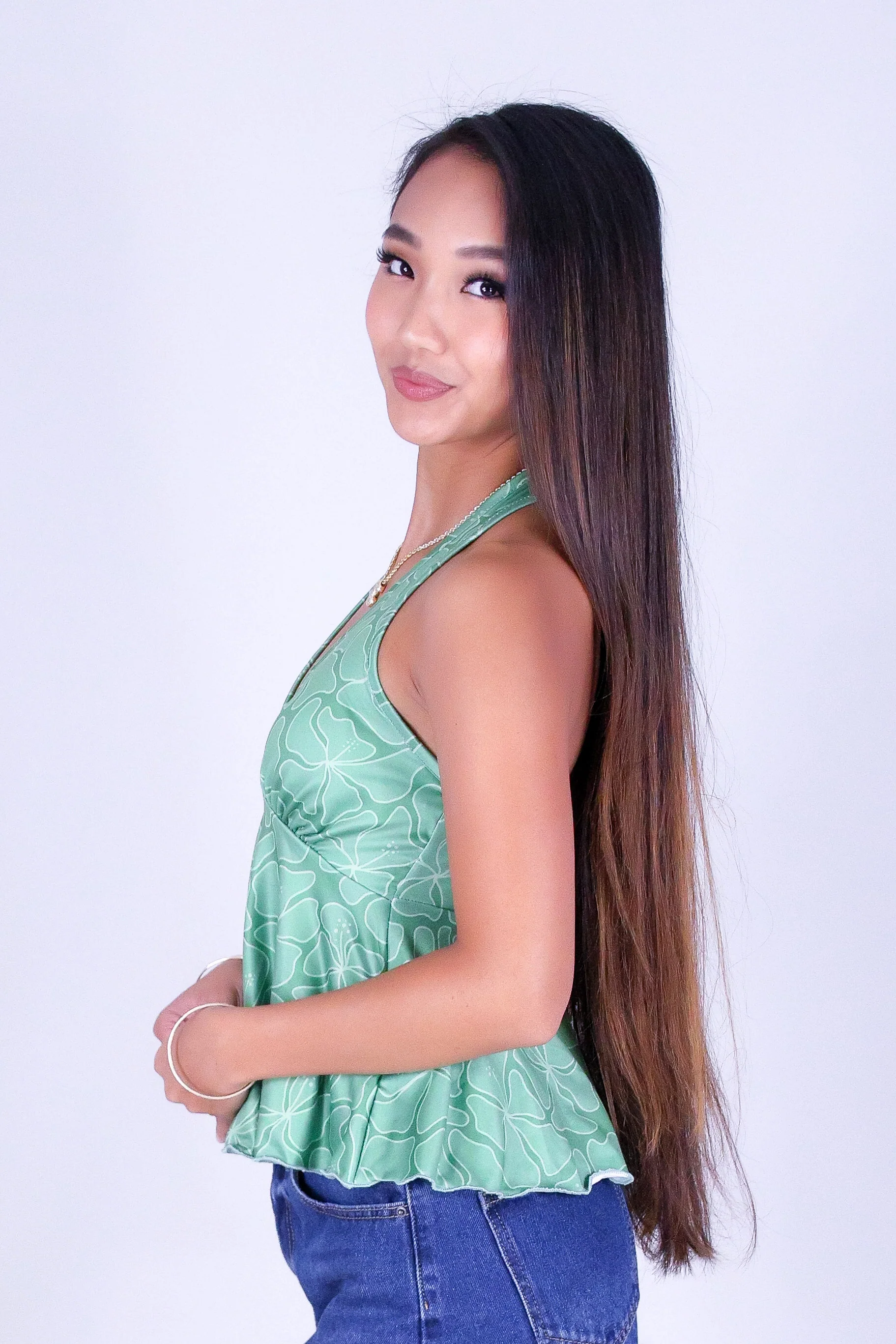WAVY HIBISCUS TIE HALTER TOP - Image 3