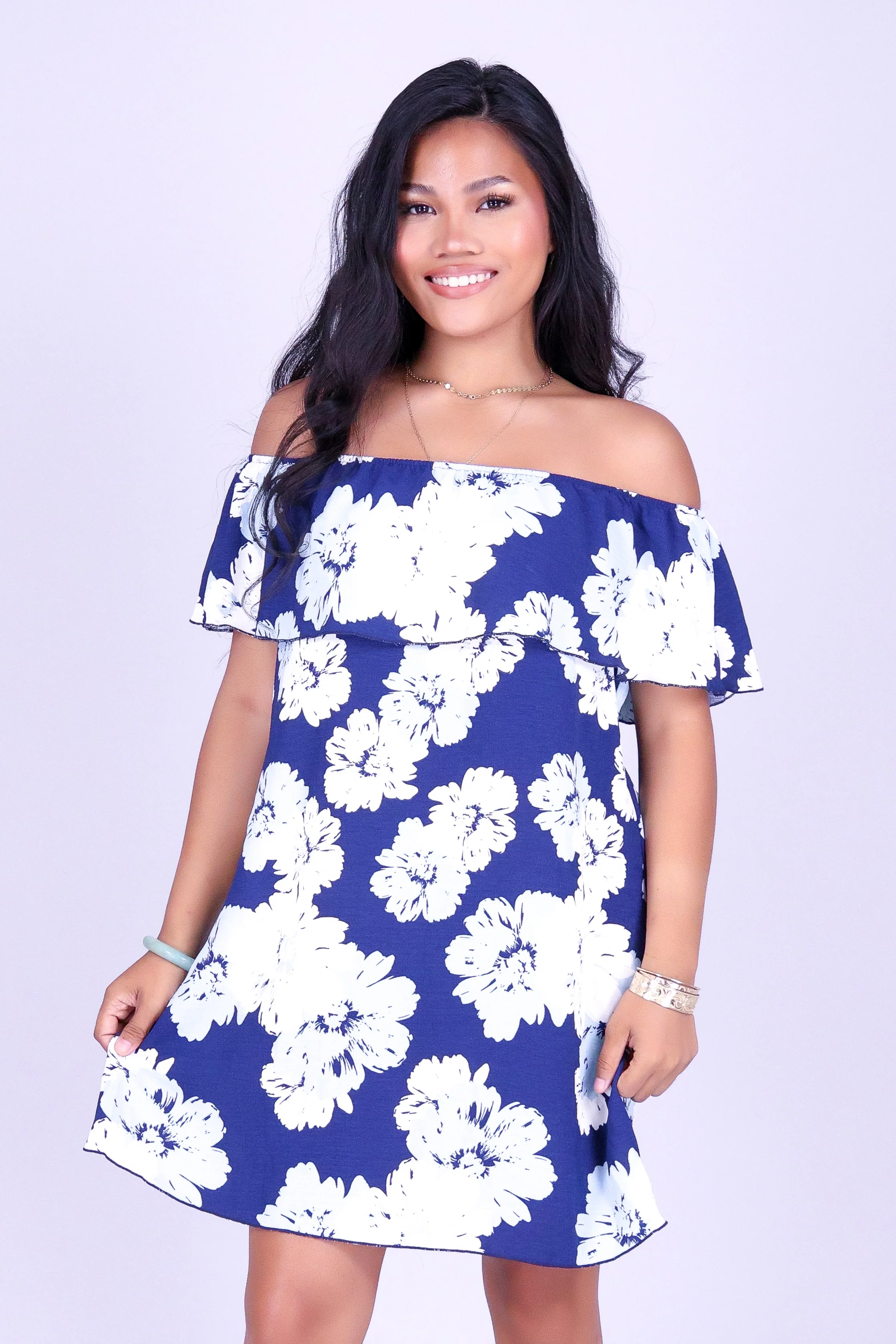 FLORAL VEIL OFF SHOULDER MINI DRESS - Image 2