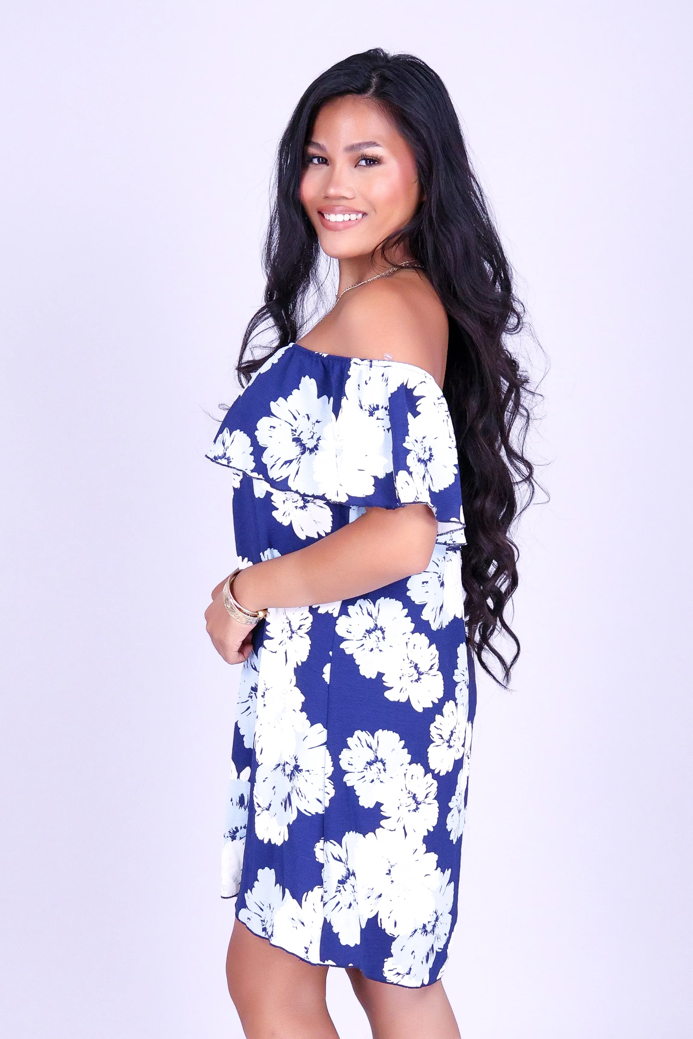 FLORAL VEIL OFF SHOULDER MINI DRESS - Image 3