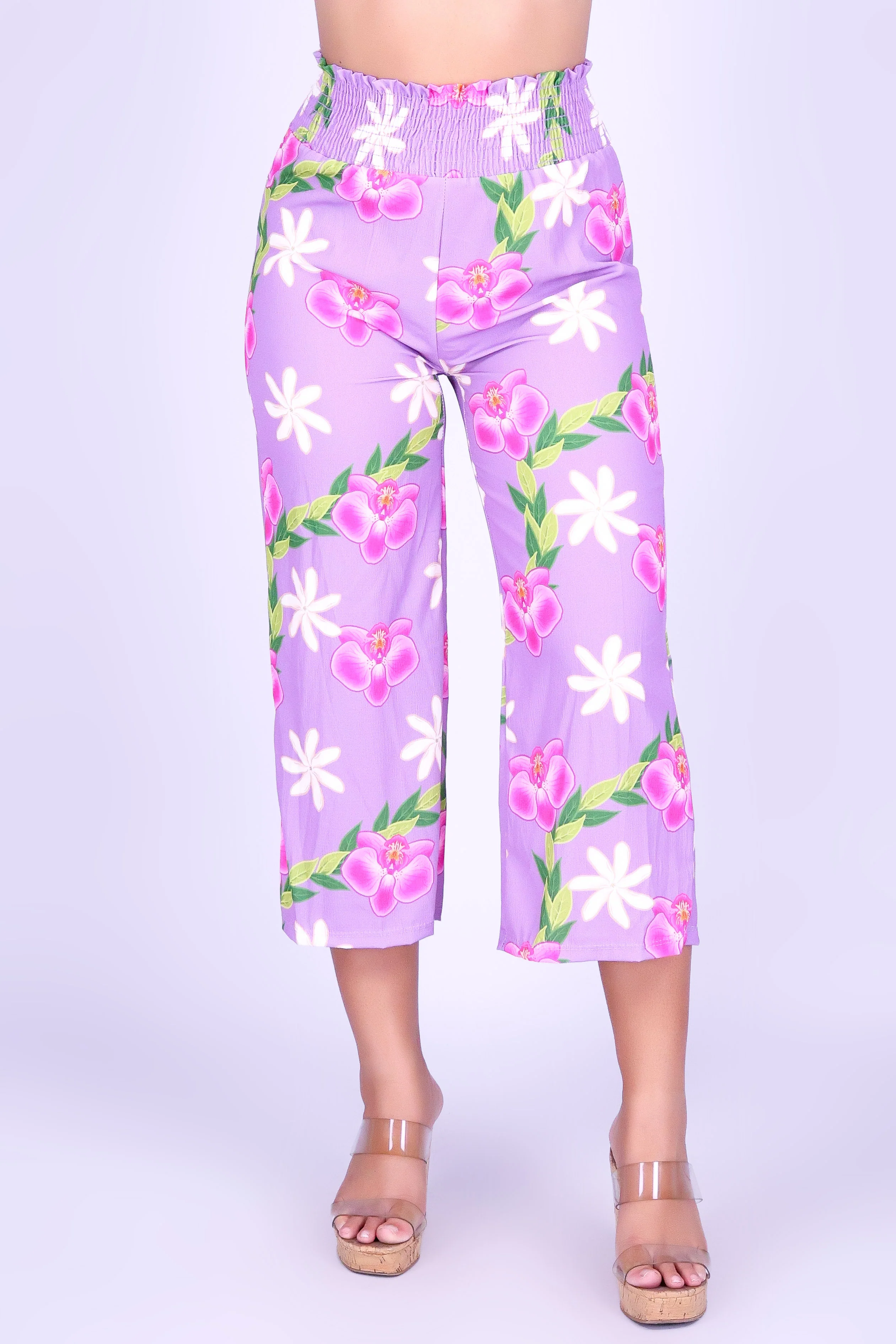 ORCHID TIARE SMOCKED WAIST CAPRI'S - Image 2