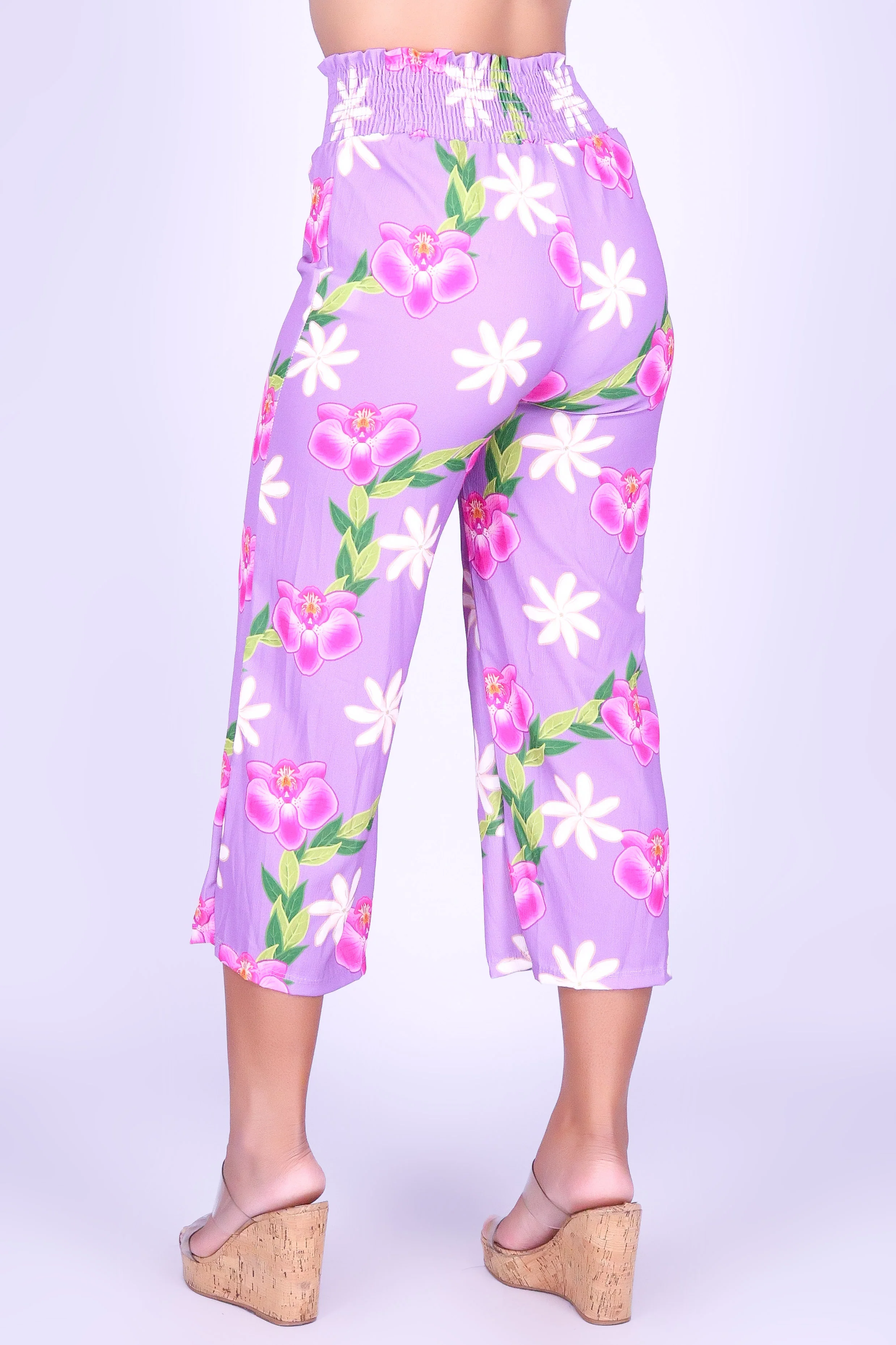 ORCHID TIARE SMOCKED WAIST CAPRI'S - Image 3