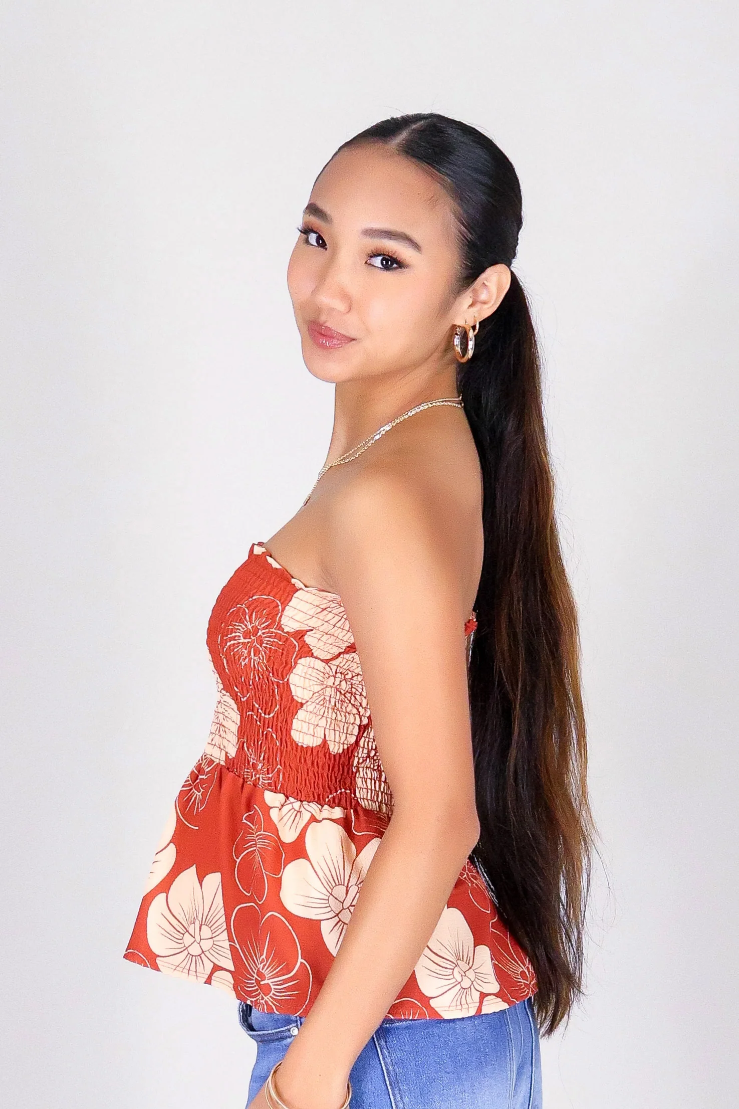 HAU FLOWER SMOCKED TUBE TOP - Image 3