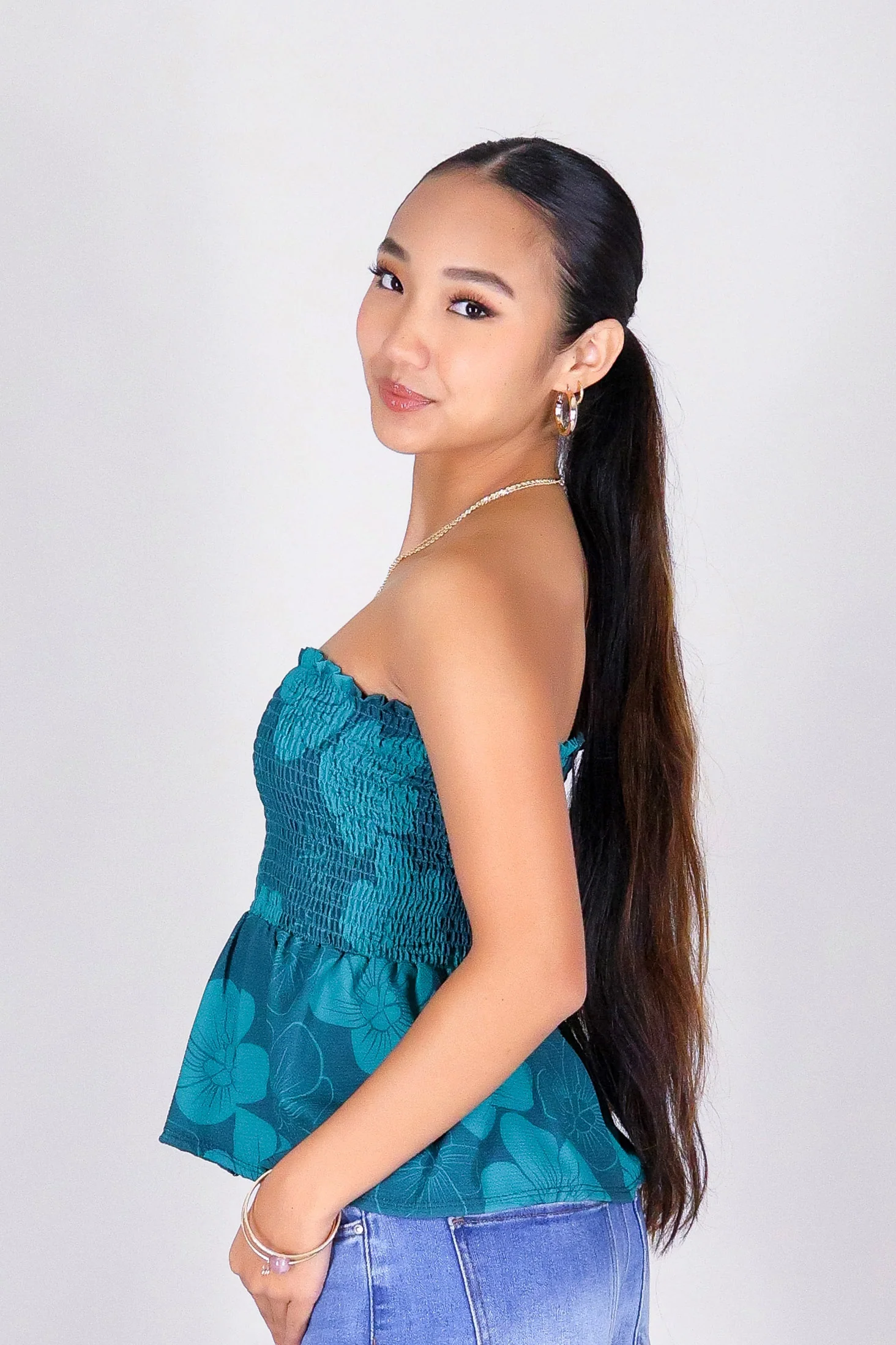 HAU FLOWER SMOCKED TUBE TOP - Image 3