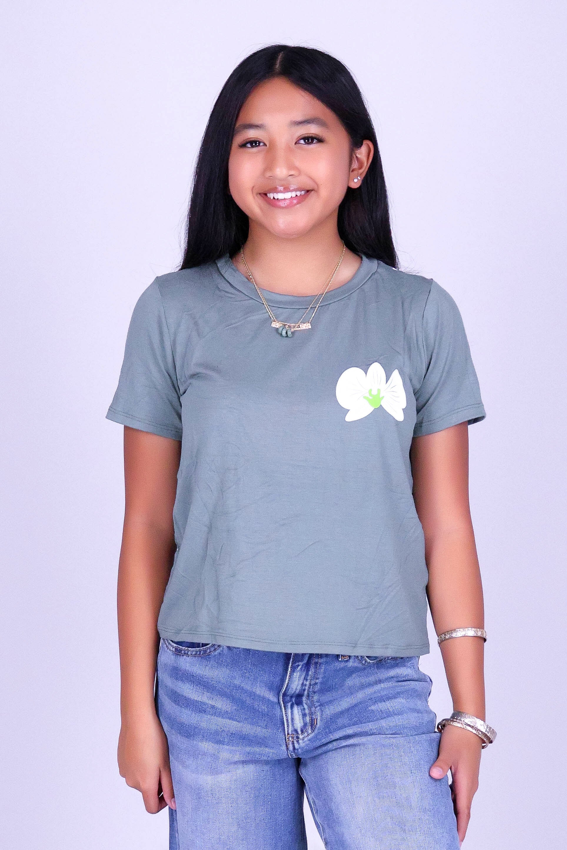 ORCHID CROWN LEI TEE | KIDS SIZE 2-16 - Image 2