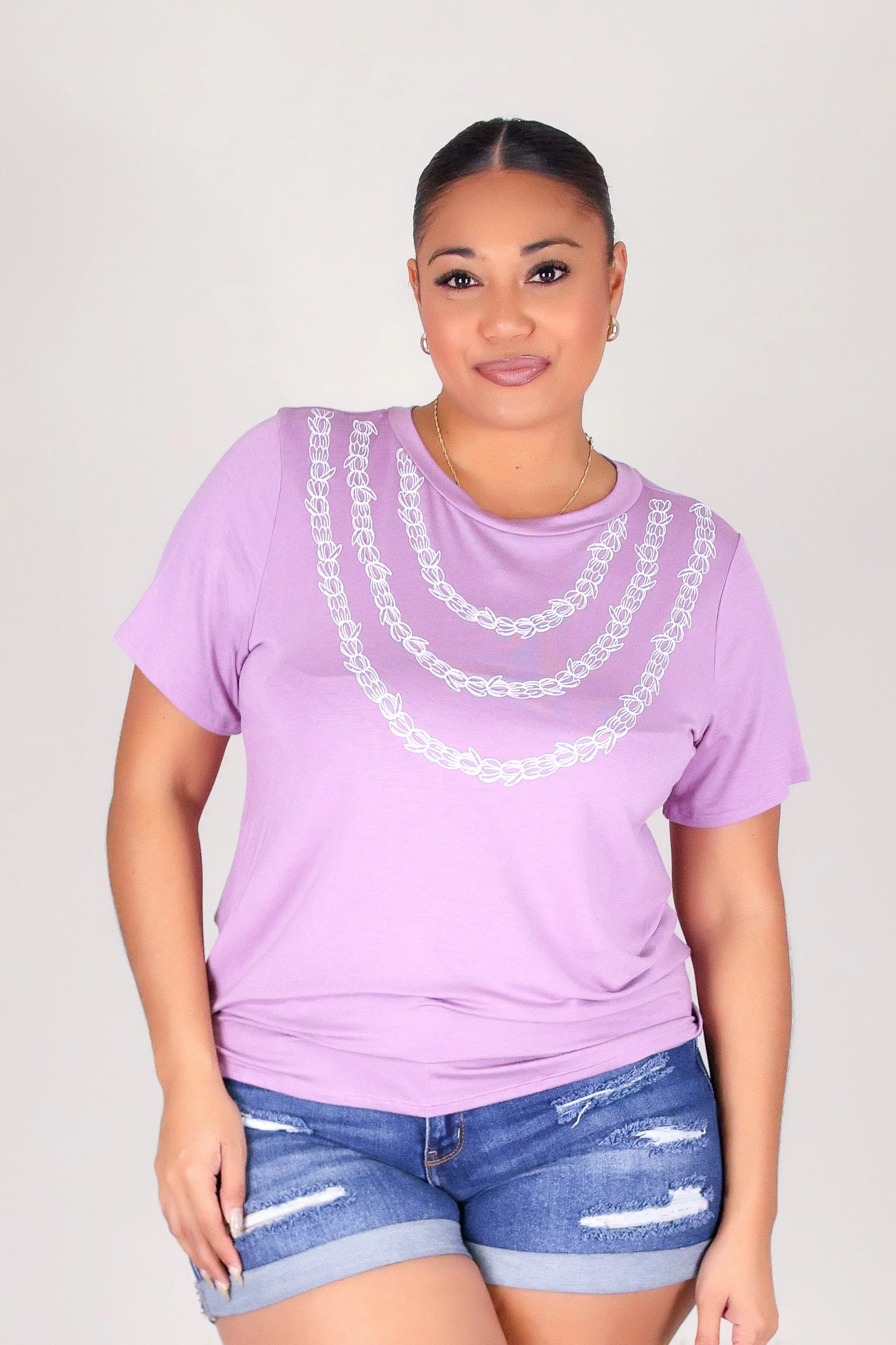 3 STRAND OUTLINE PIKAKE LEI TEE - Image 2