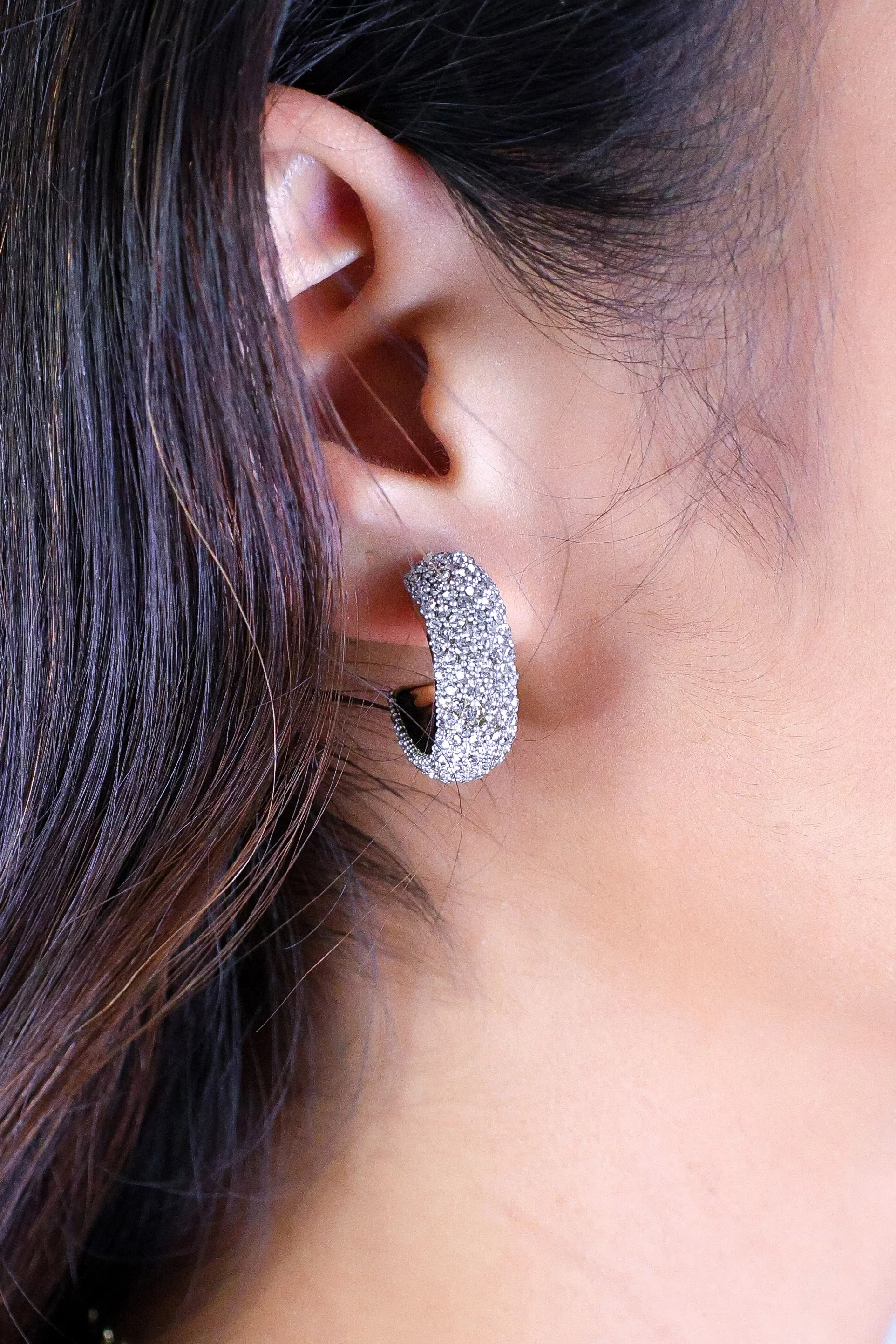 SMALL RHINESTONES HOOP EARRINGS - Image 2