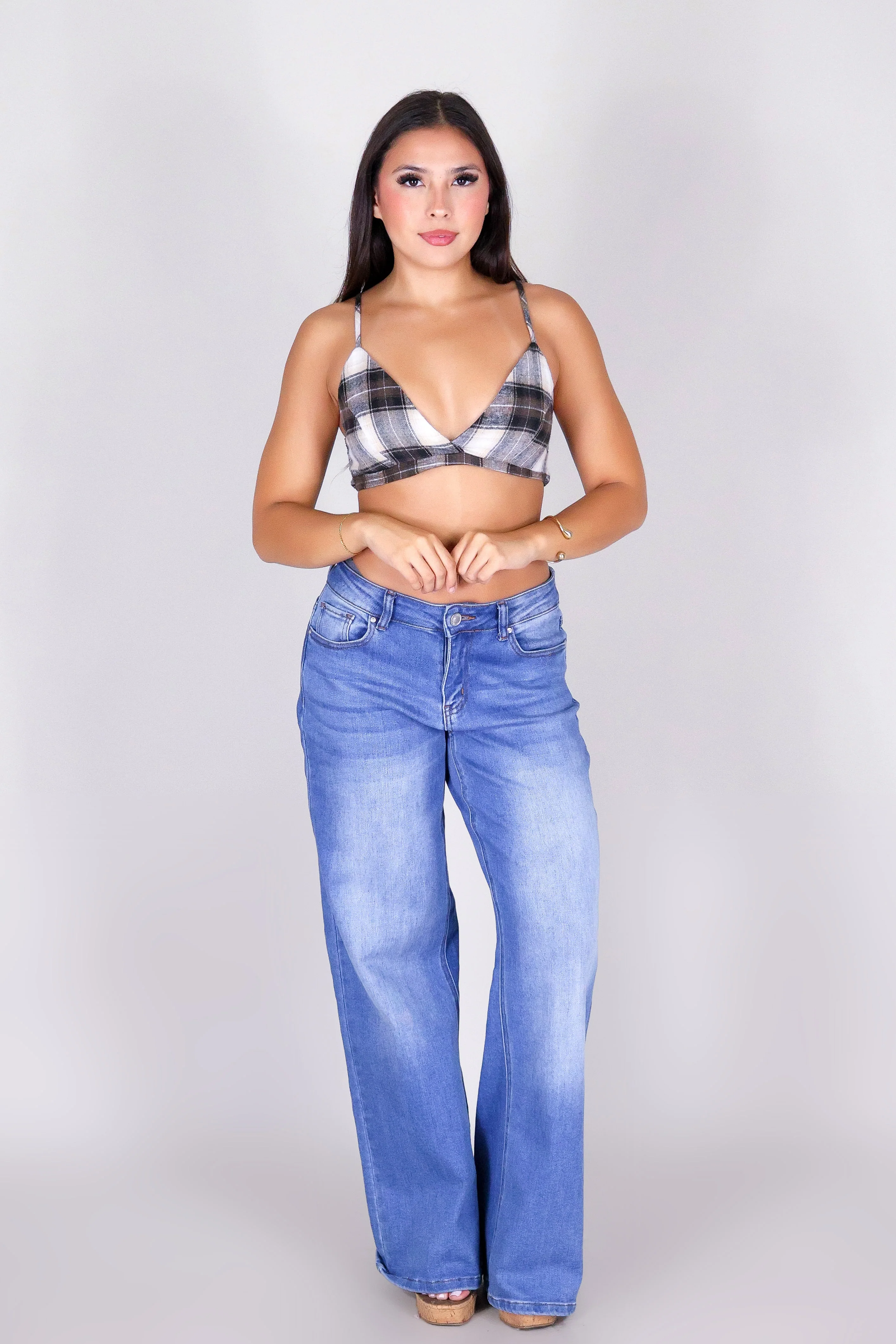 WEEKEND PLAID CROP TOP
