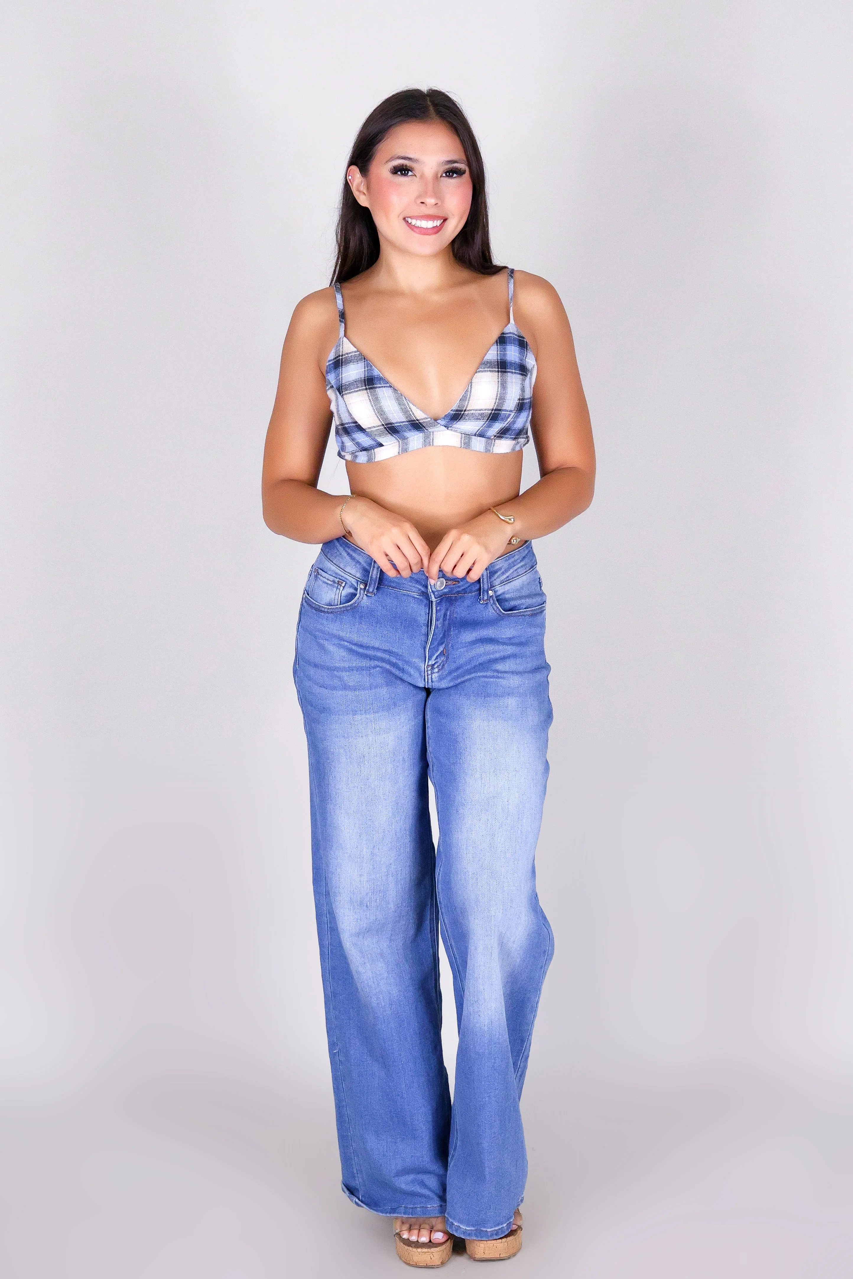 WEEKEND PLAID CROP TOP