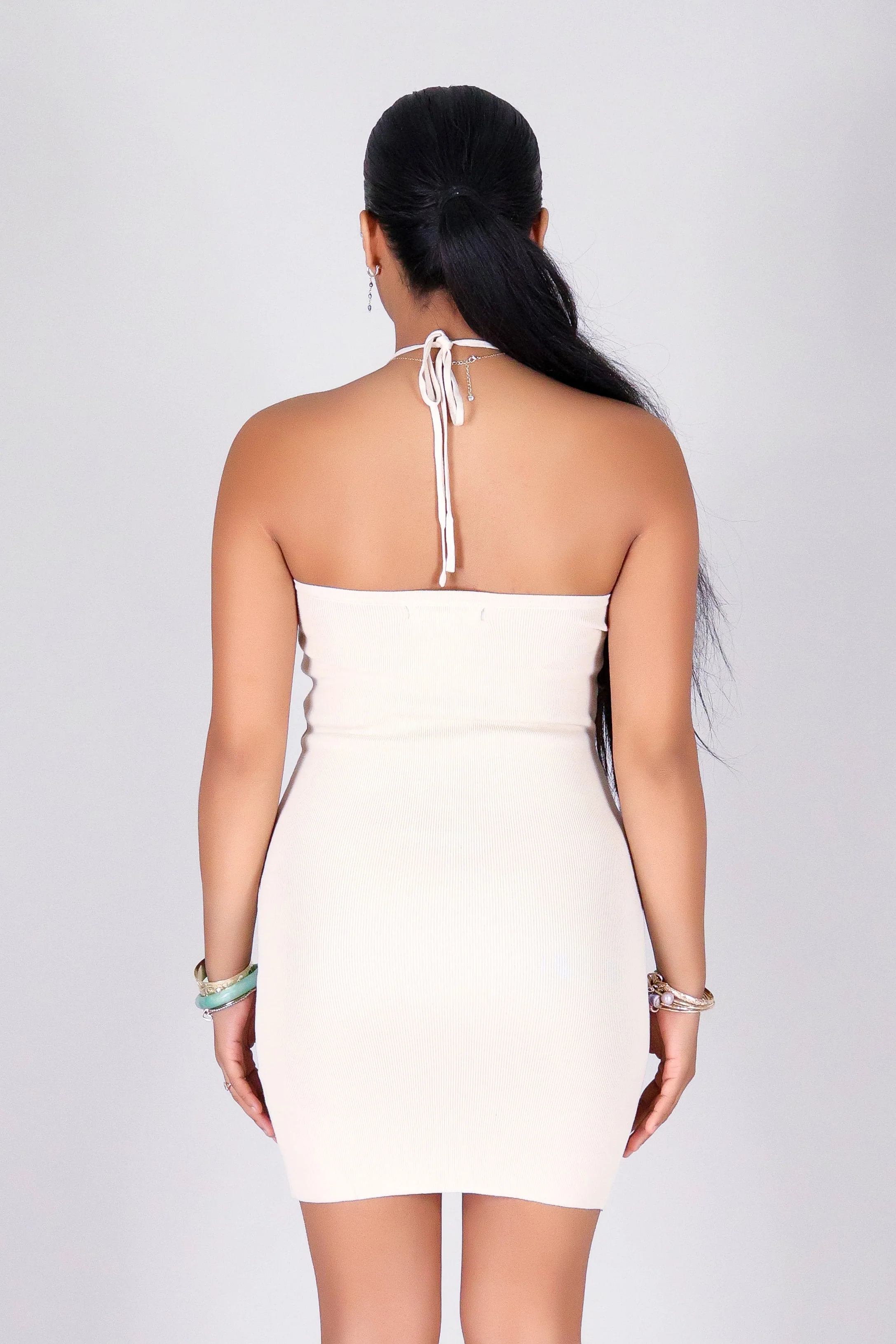 MIDNIGHT WHISPER MINI HALTER DRESS - Image 4