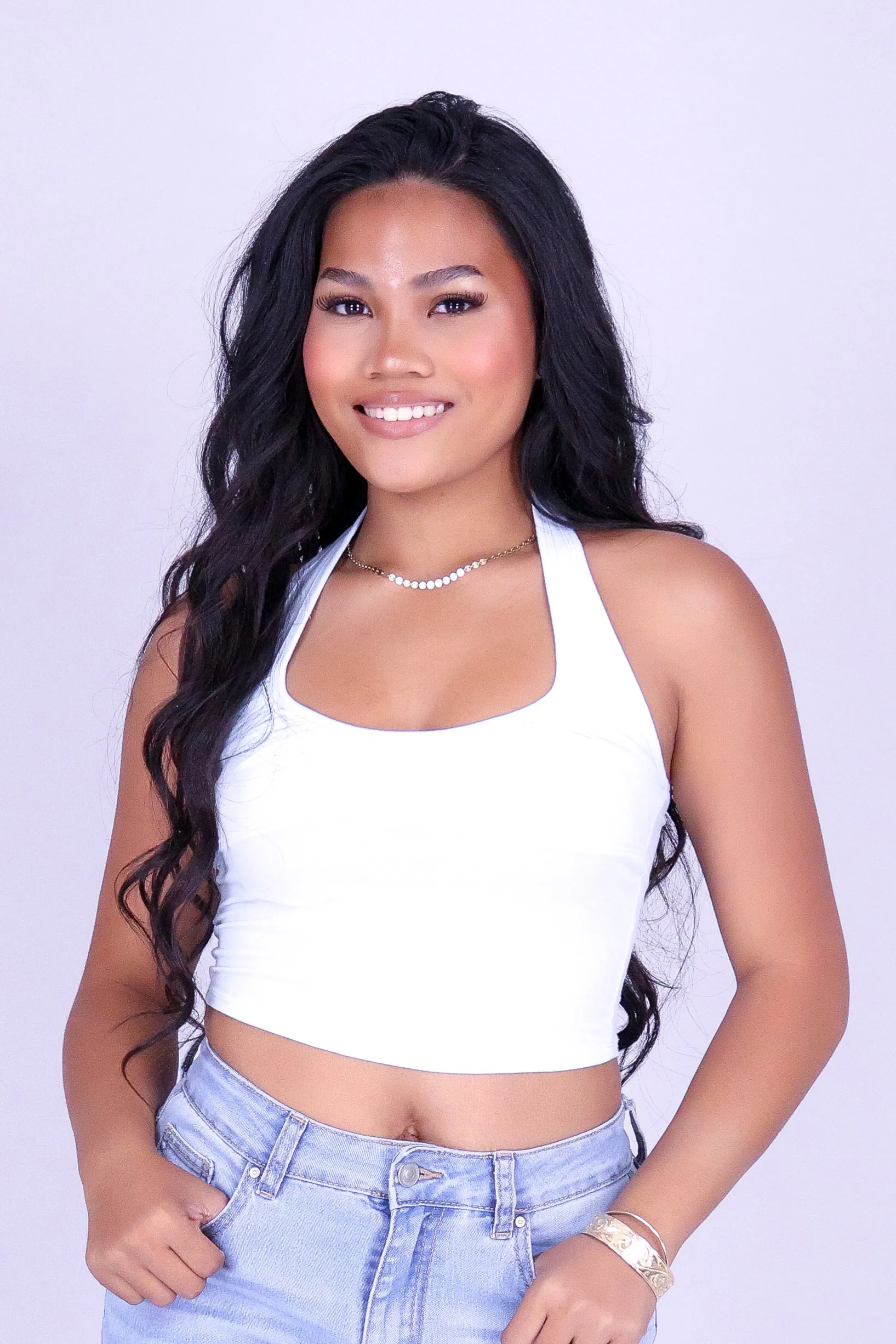 BARELY GOLDEN CROP HALTER TOP - Image 2