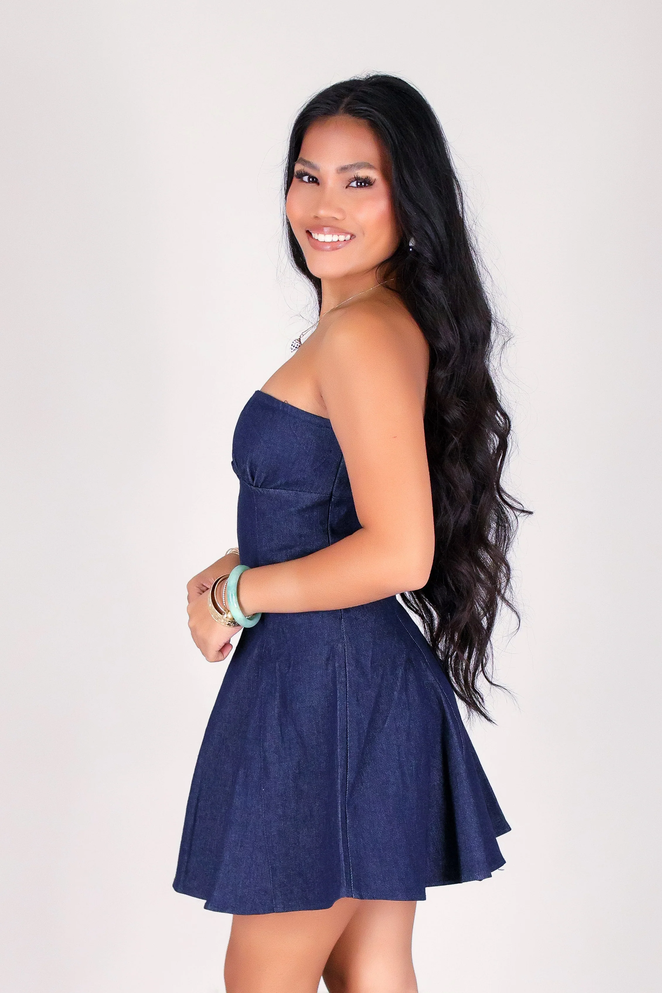SWEET ON DENIM MINI TUBE DRESS - Image 3