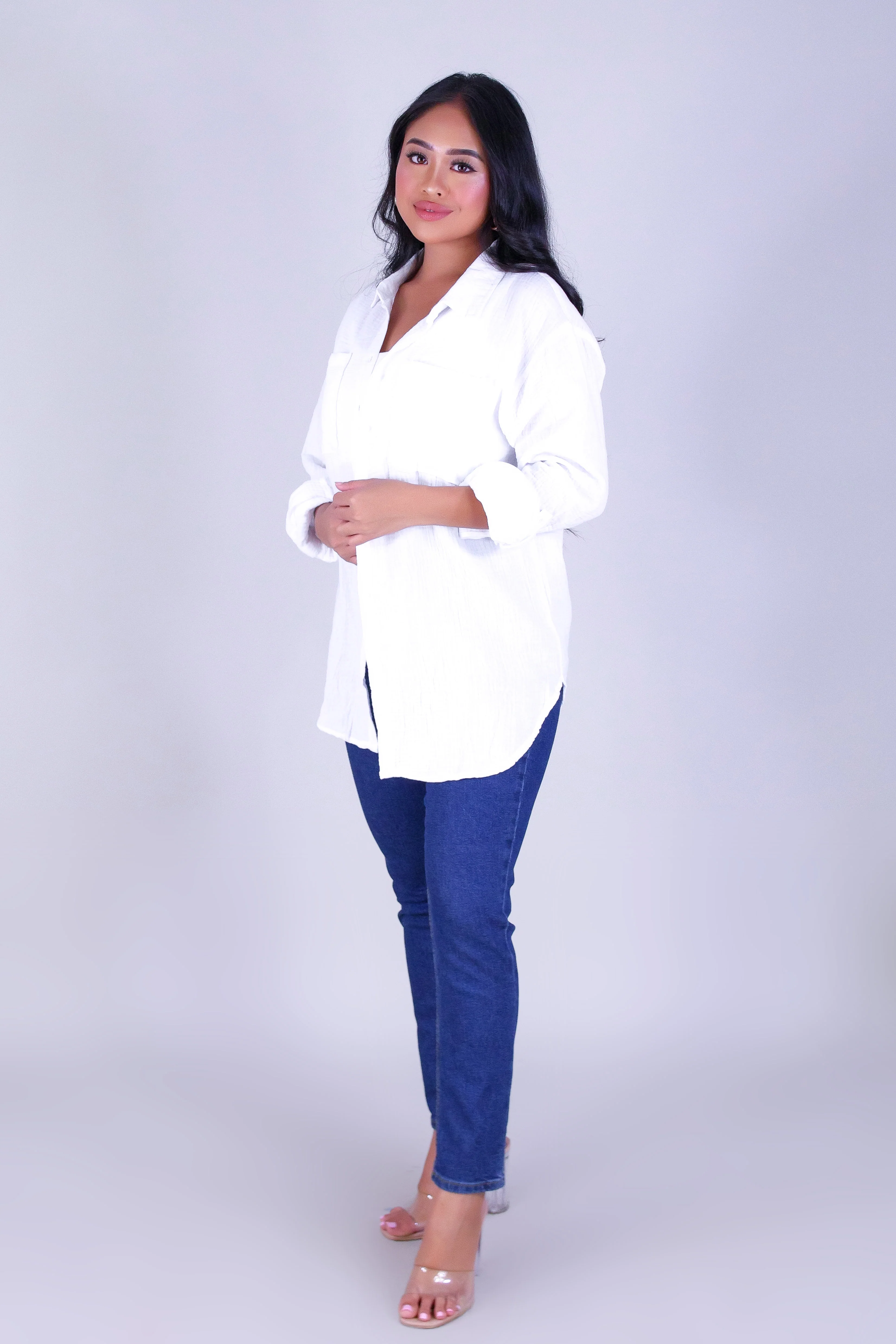 RELAXED FIT BUTTON-DOWN TOP