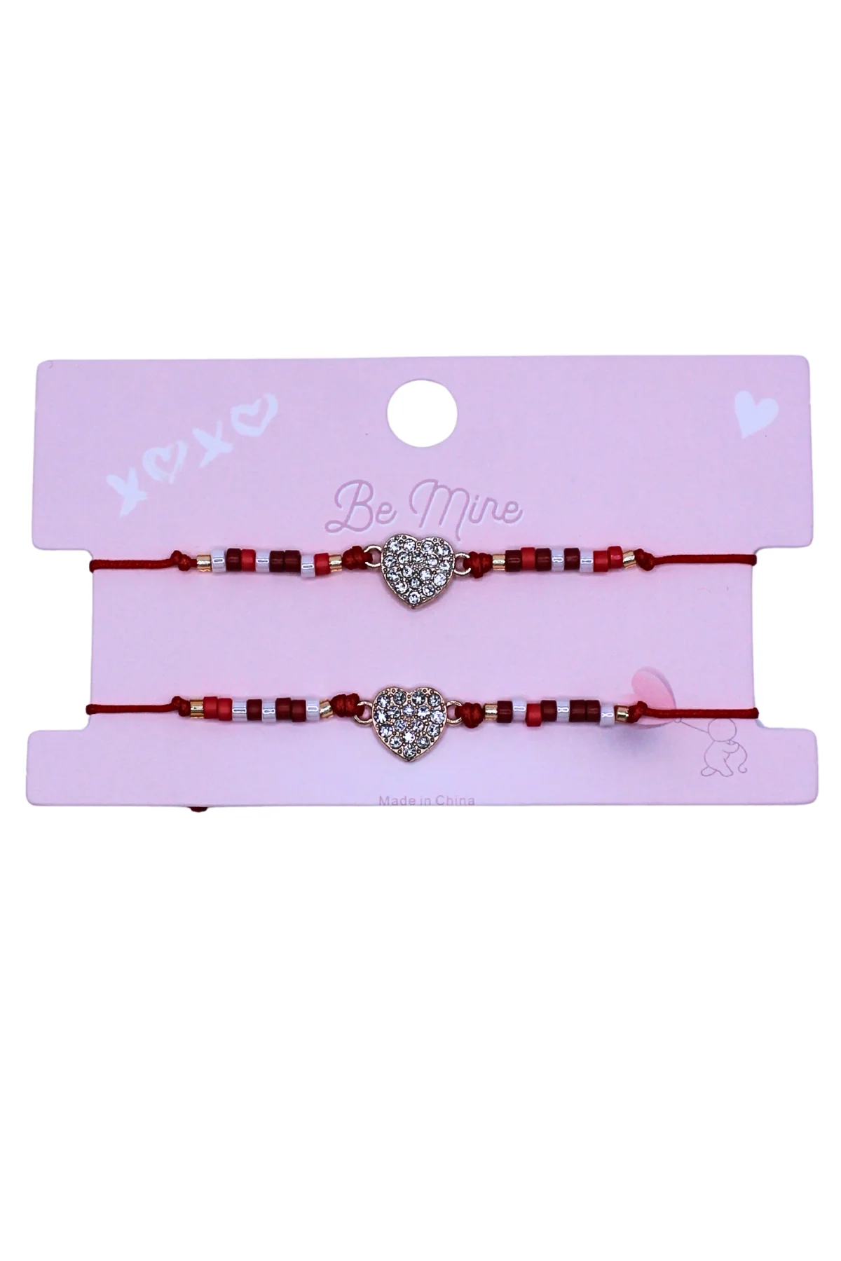 PINK BEAD HEART BRACELET