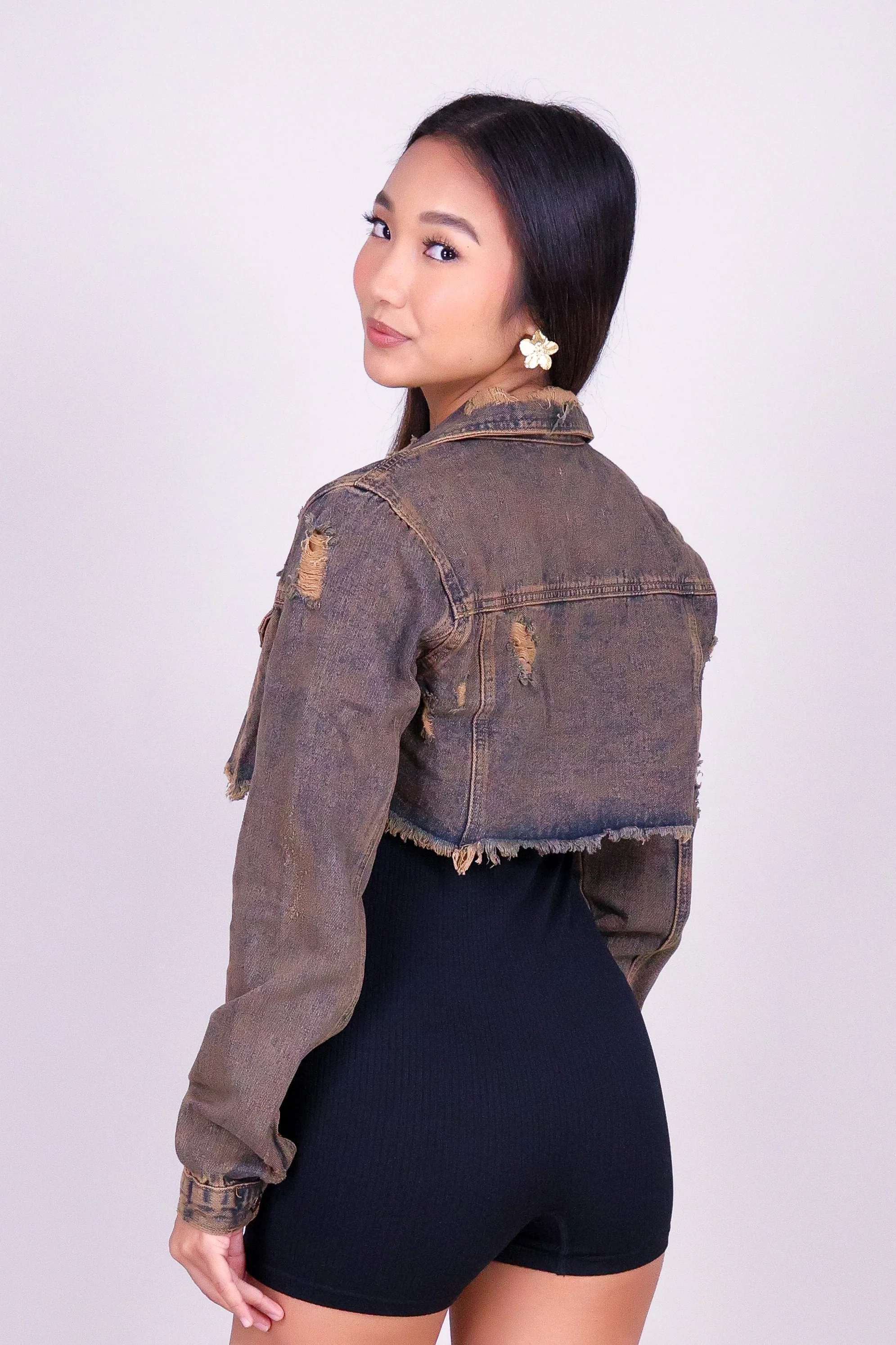I'M FAMOUS CROP DENIM JACKET - Image 4