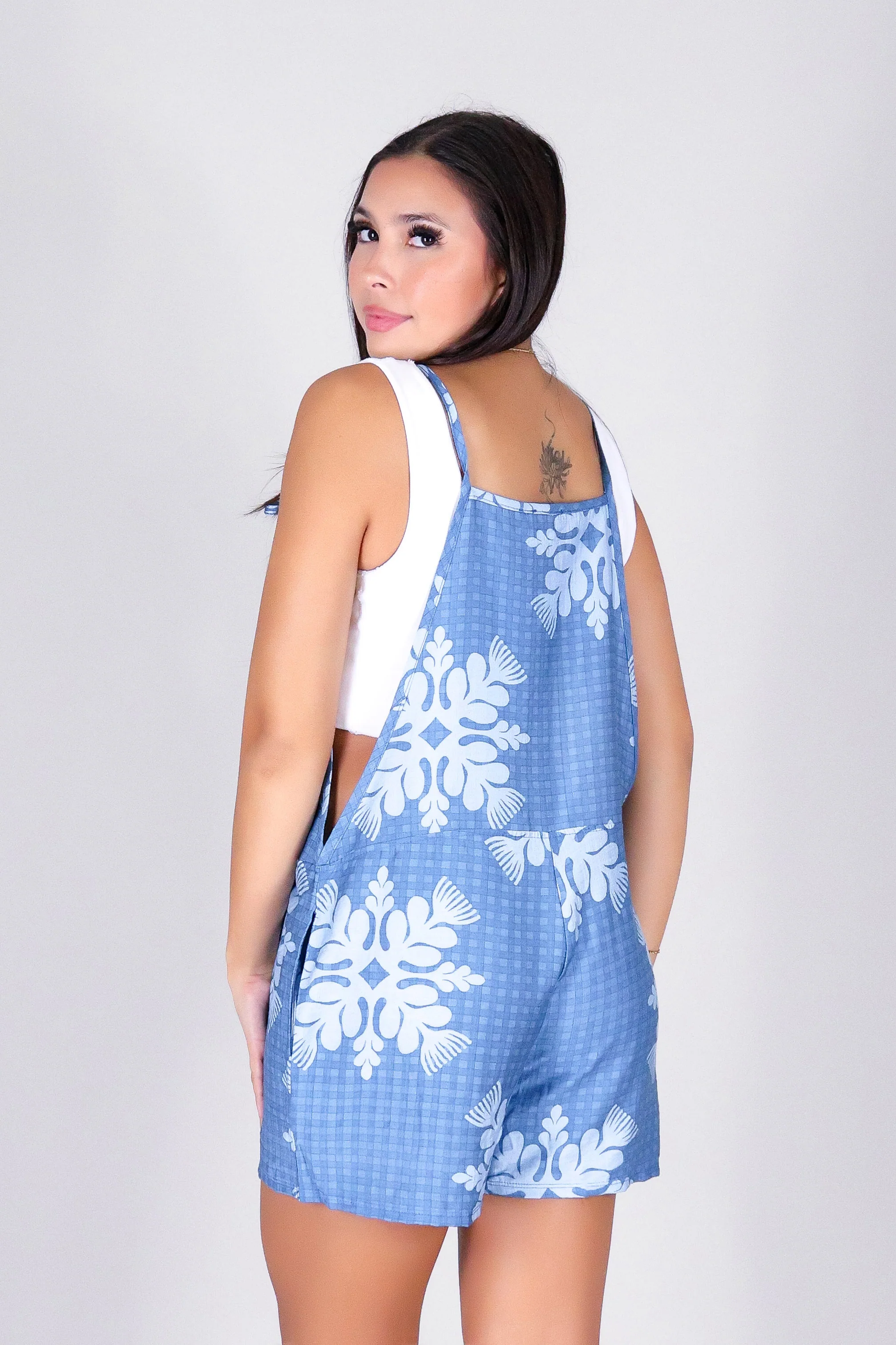 GINGHAM OHIA OVERALL ROMPER - Image 4