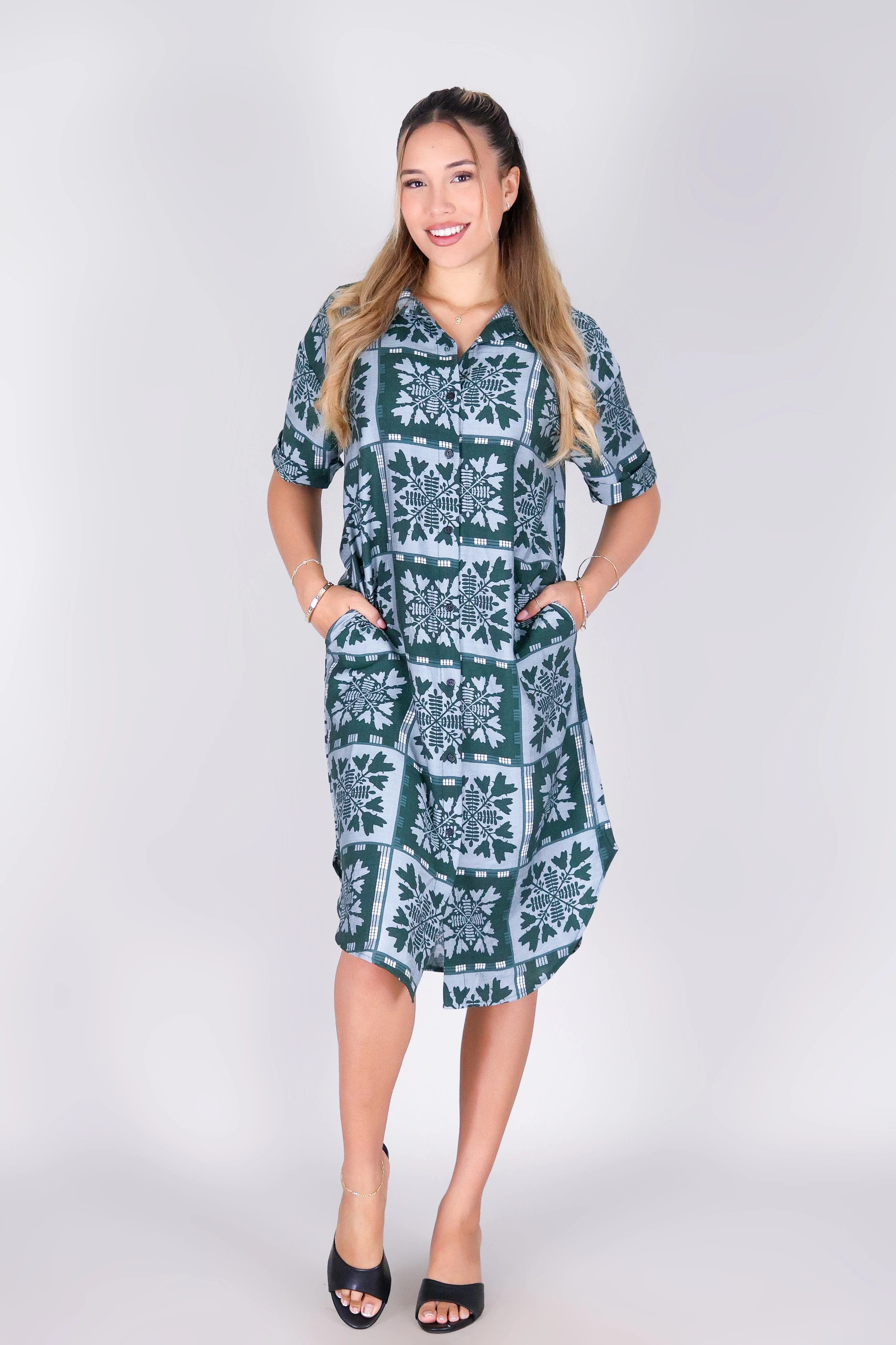 ULEI QUILT BUTTON DOWN DRESS