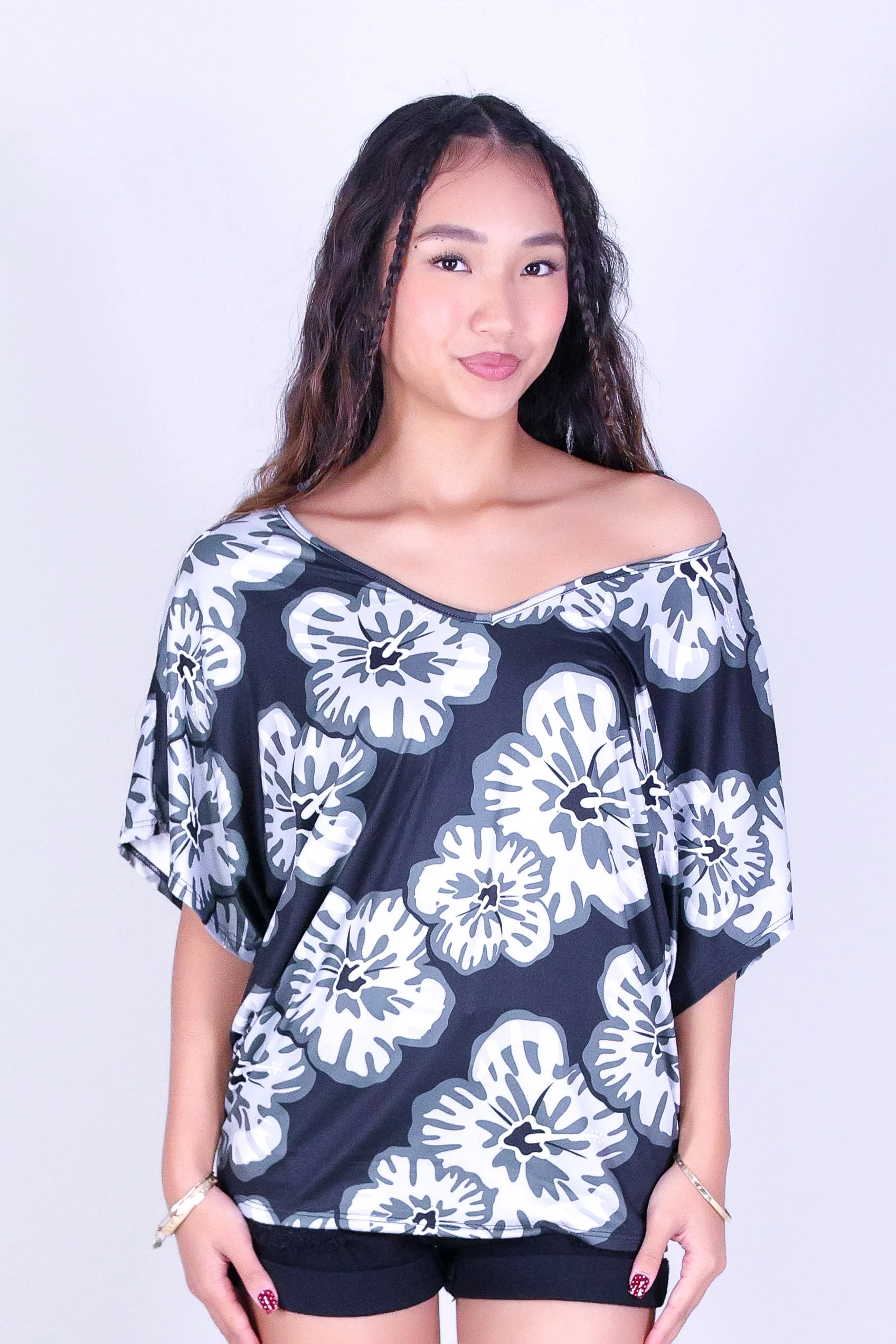 WATERCOLOR HIBISCUS DOLMAN TOP - Image 2