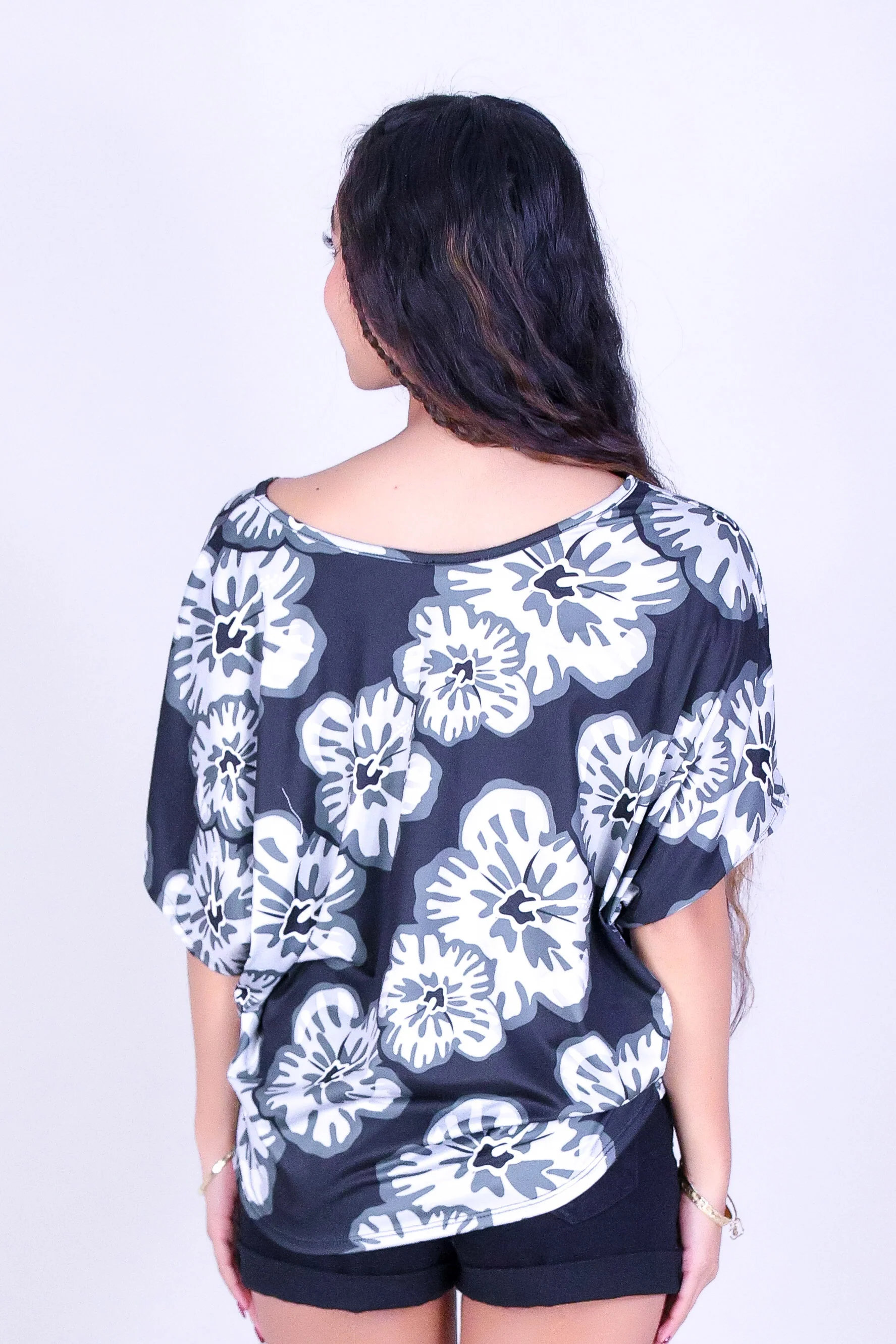 WATERCOLOR HIBISCUS DOLMAN TOP - Image 4