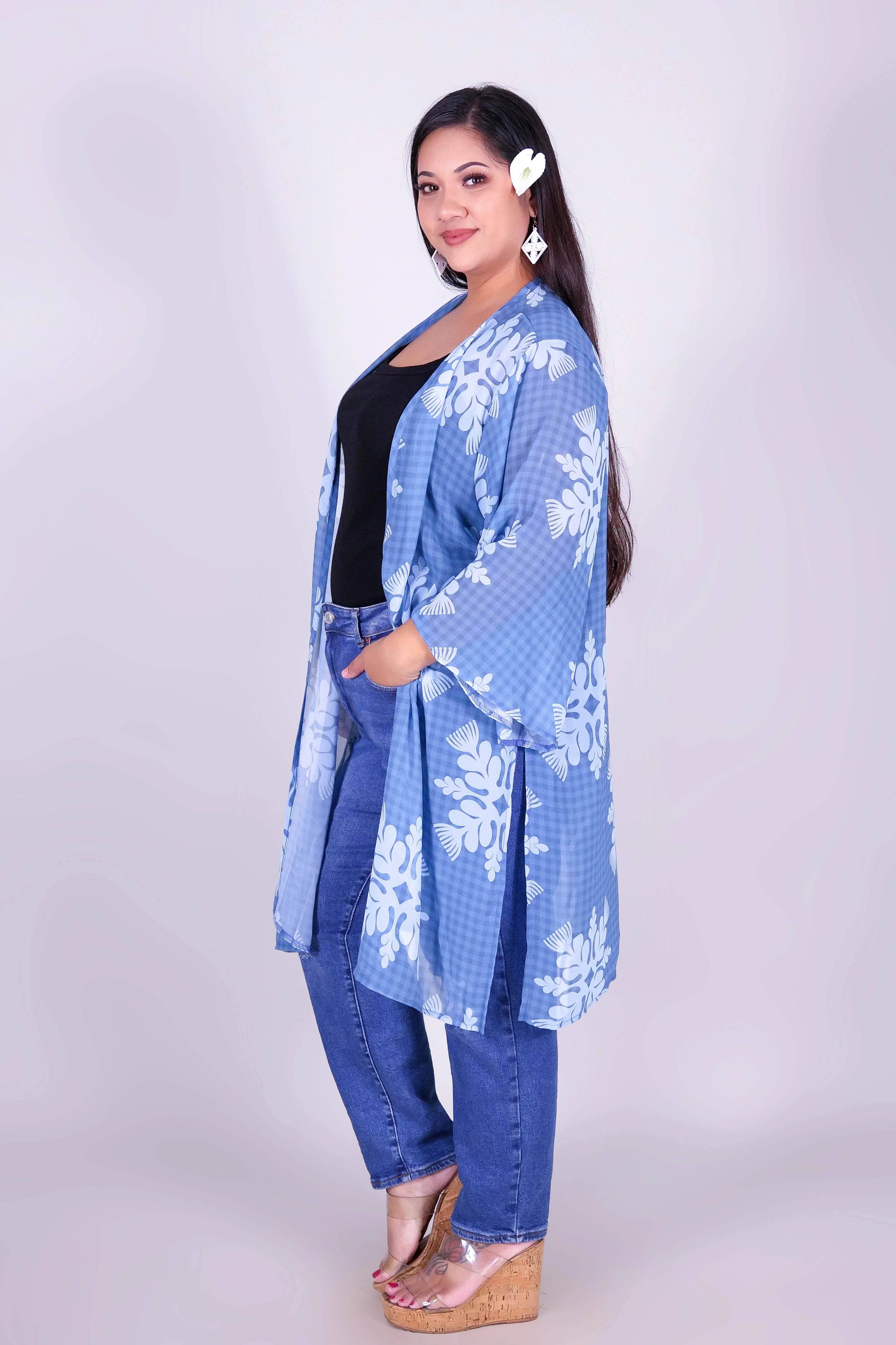 GINGHAM OHIA CHIFFON CARDIGAN - Image 2