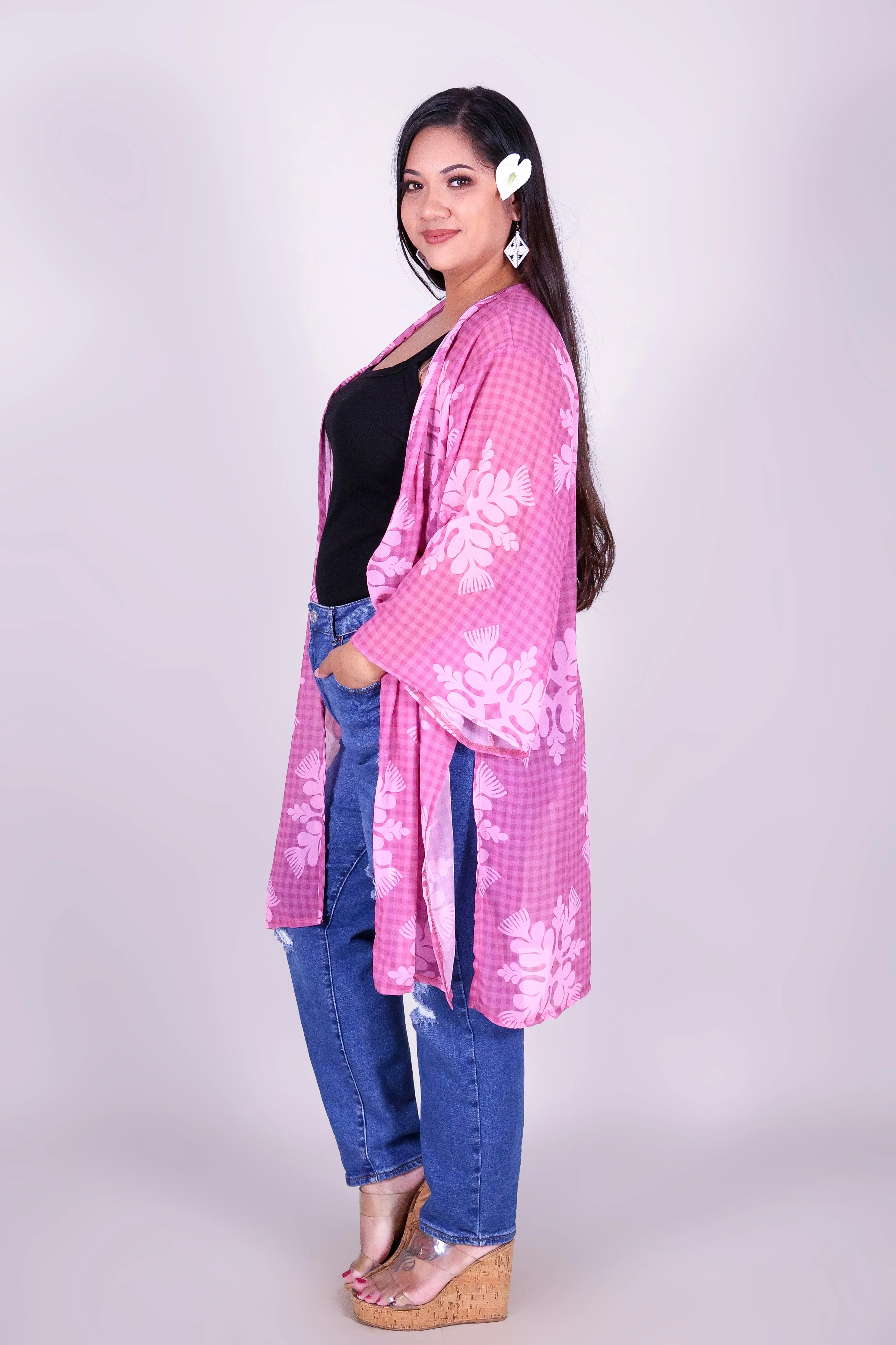GINGHAM OHIA CHIFFON CARDIGAN - Image 2