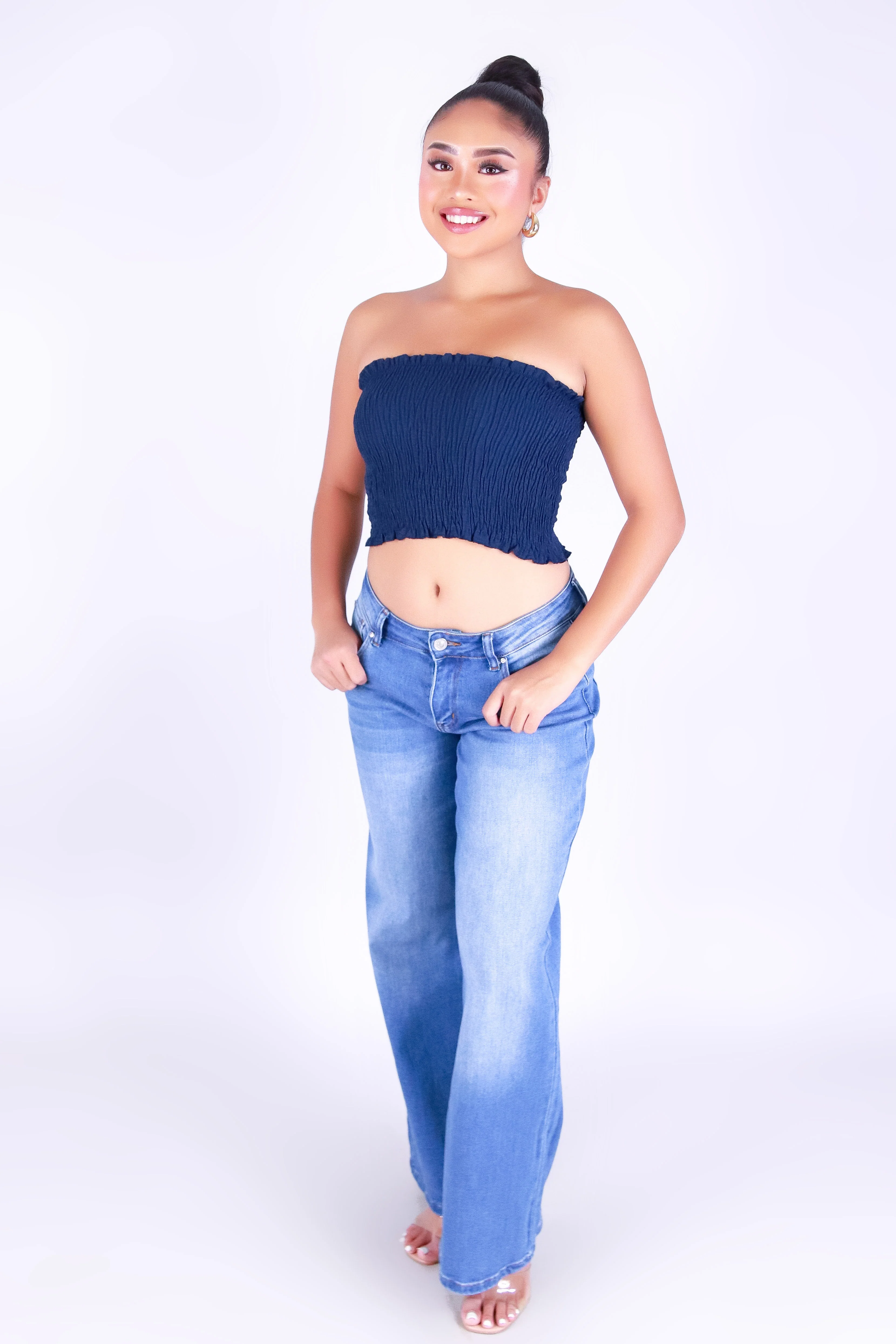 FRILLIA SMOCKED TUBE TOP