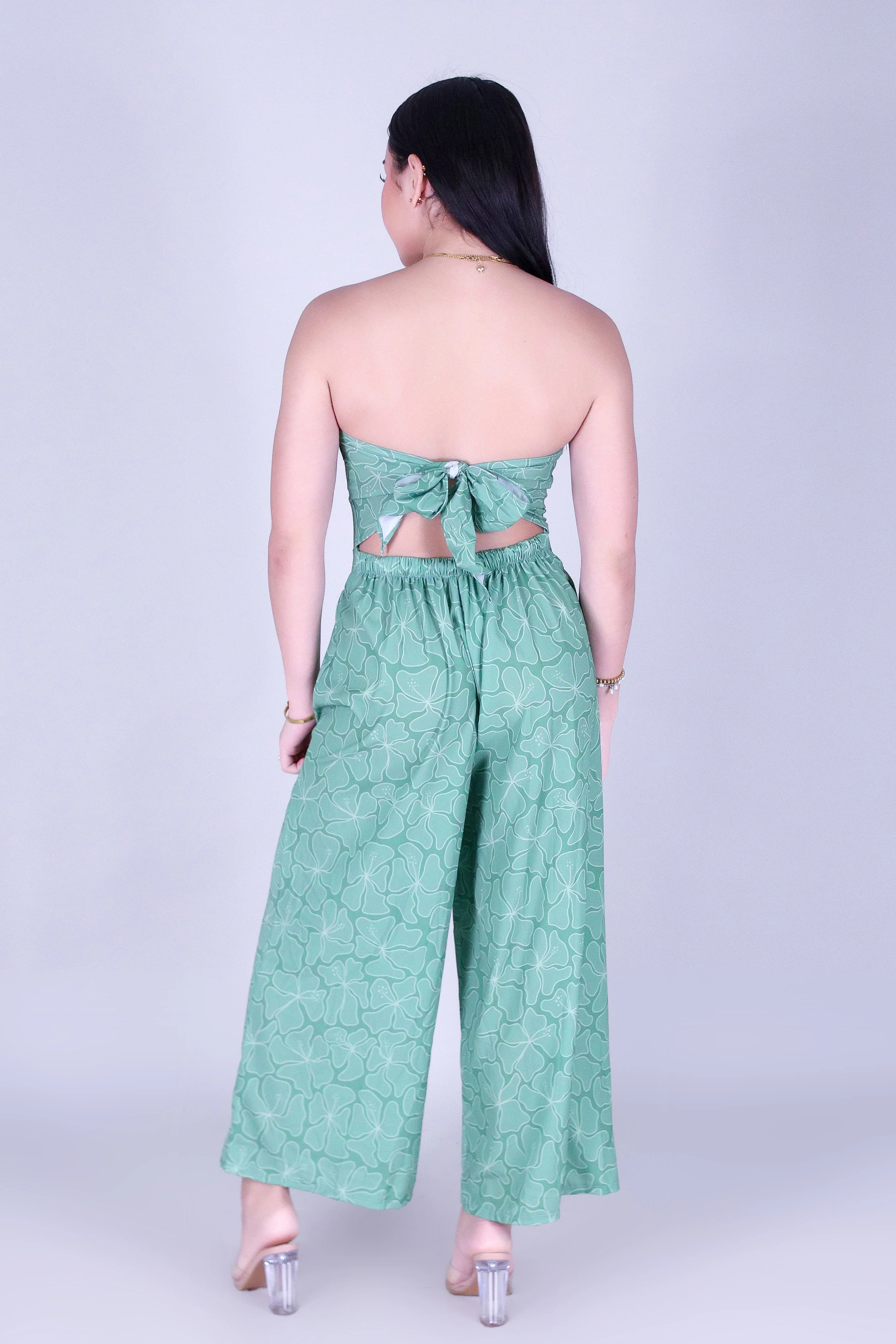 WAVY HIBISCUS TIE BACK JUMPSUIT - Image 3