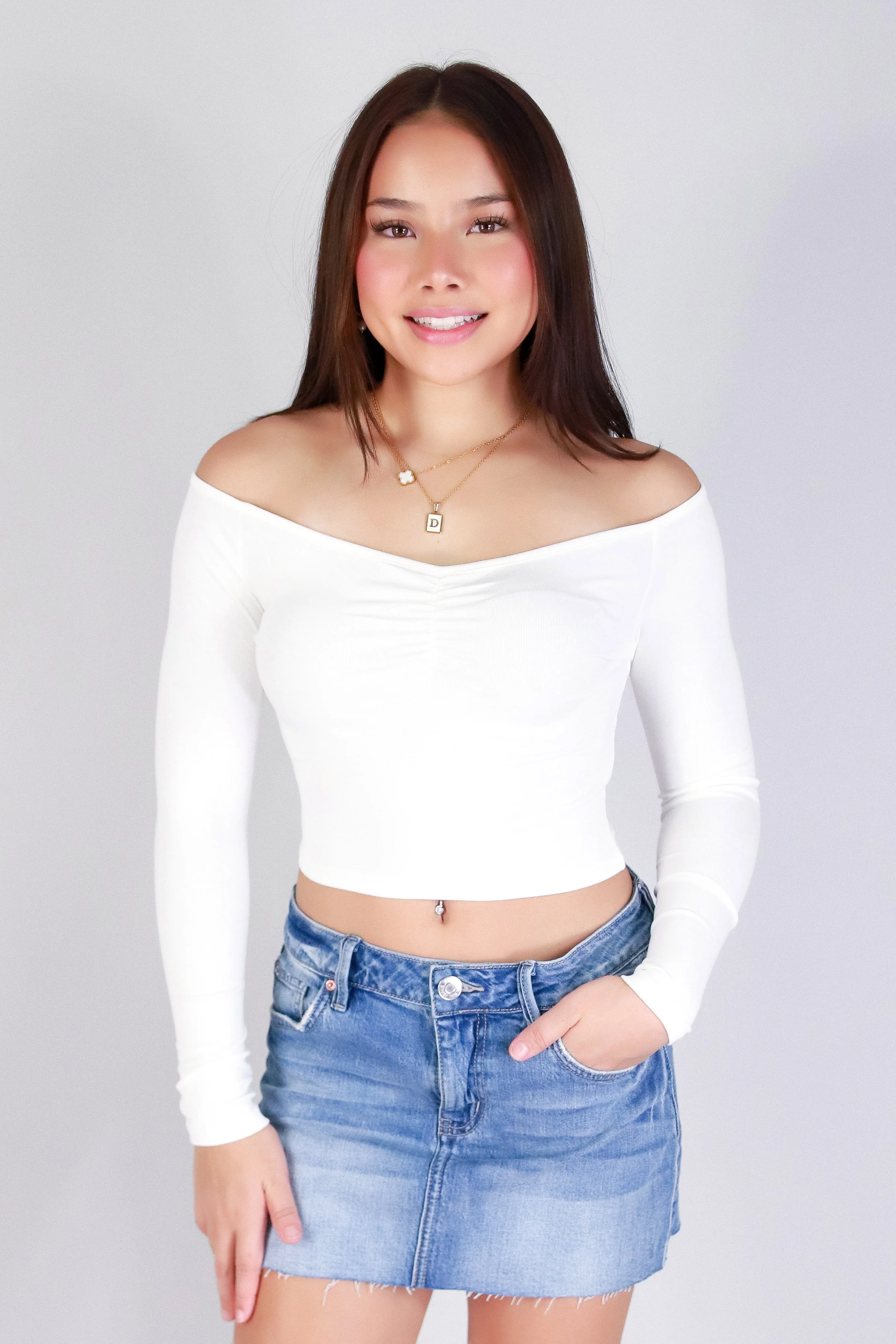 CAREFREE CROP OFF SHOULDER TOP - Image 2