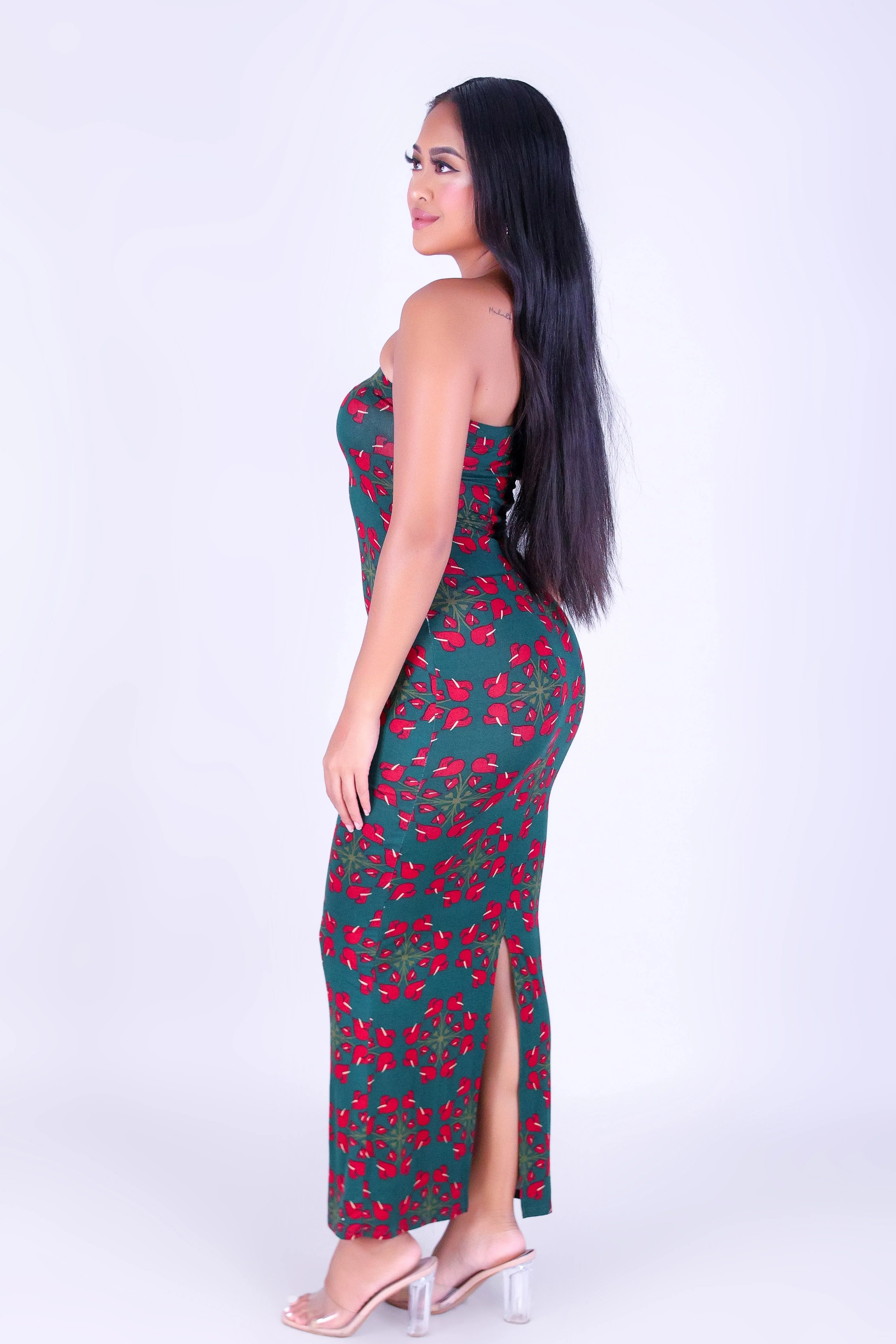 ANTHURIUM QUILT MIDI TUBE DRESS - Image 2
