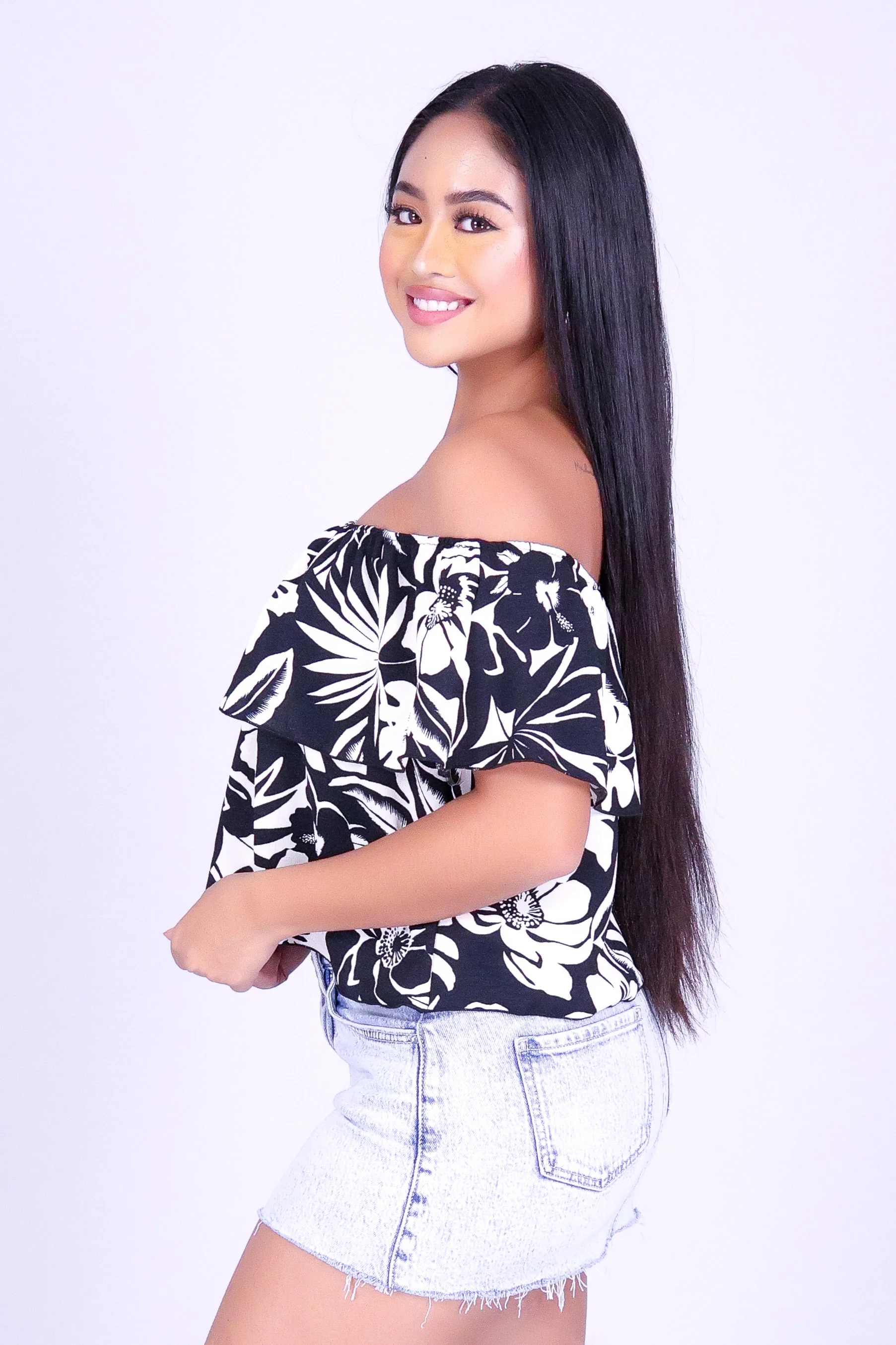 TROPICAL BLOOM OFF SHOULDER TOP - Image 3