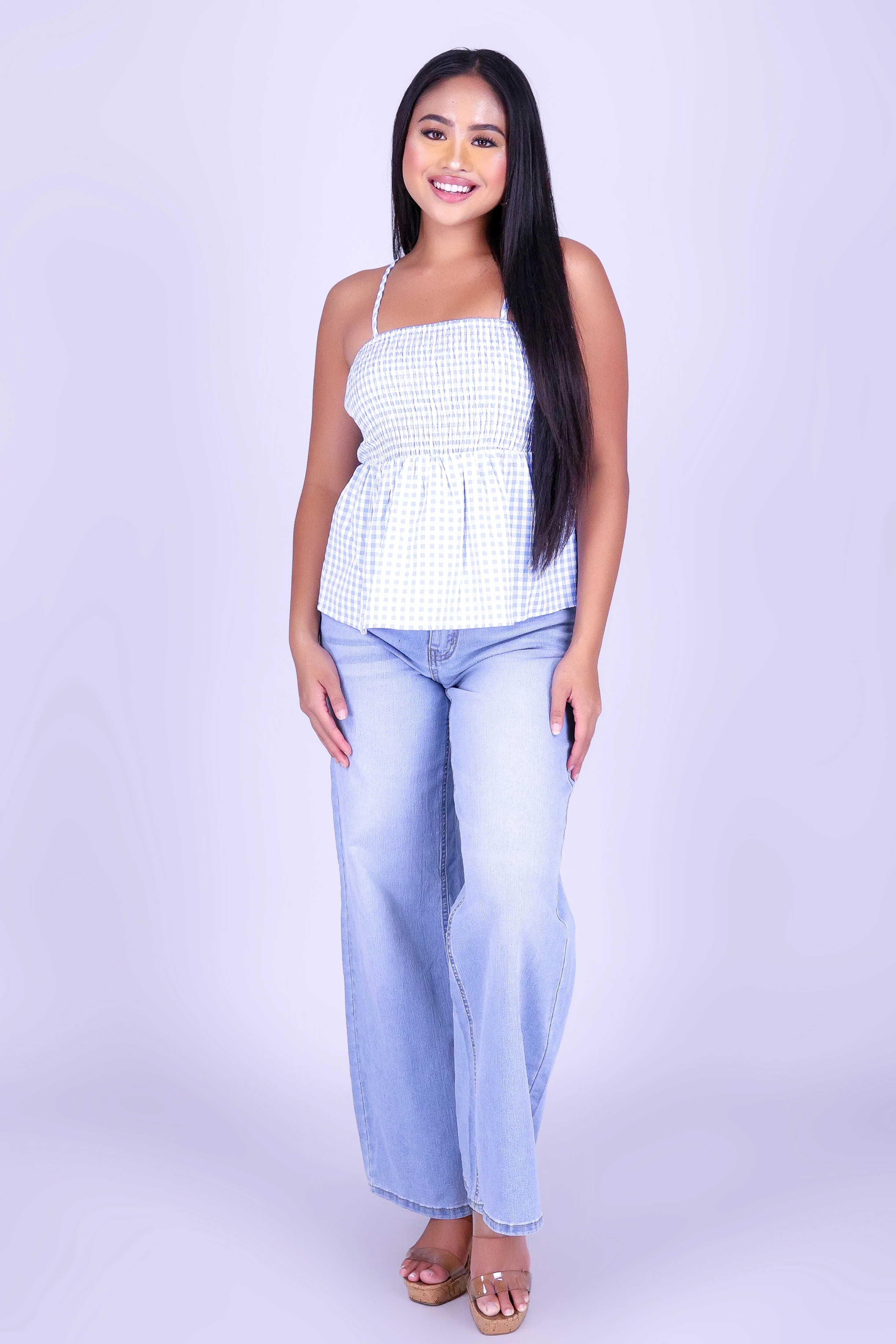 SWEET TALK GINGHAM BABYDOLL TOP