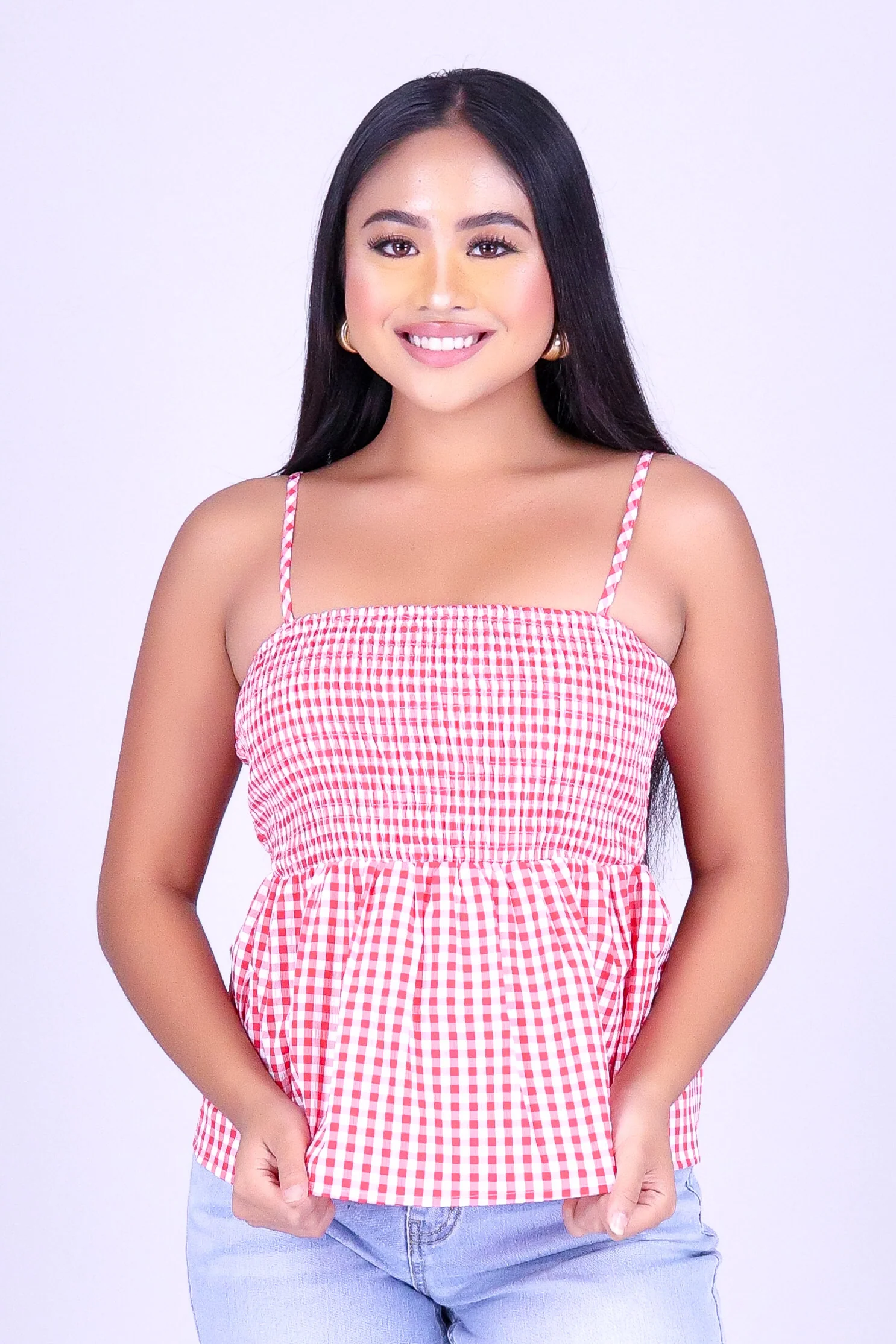 SWEET TALK GINGHAM BABYDOLL TOP - Image 2