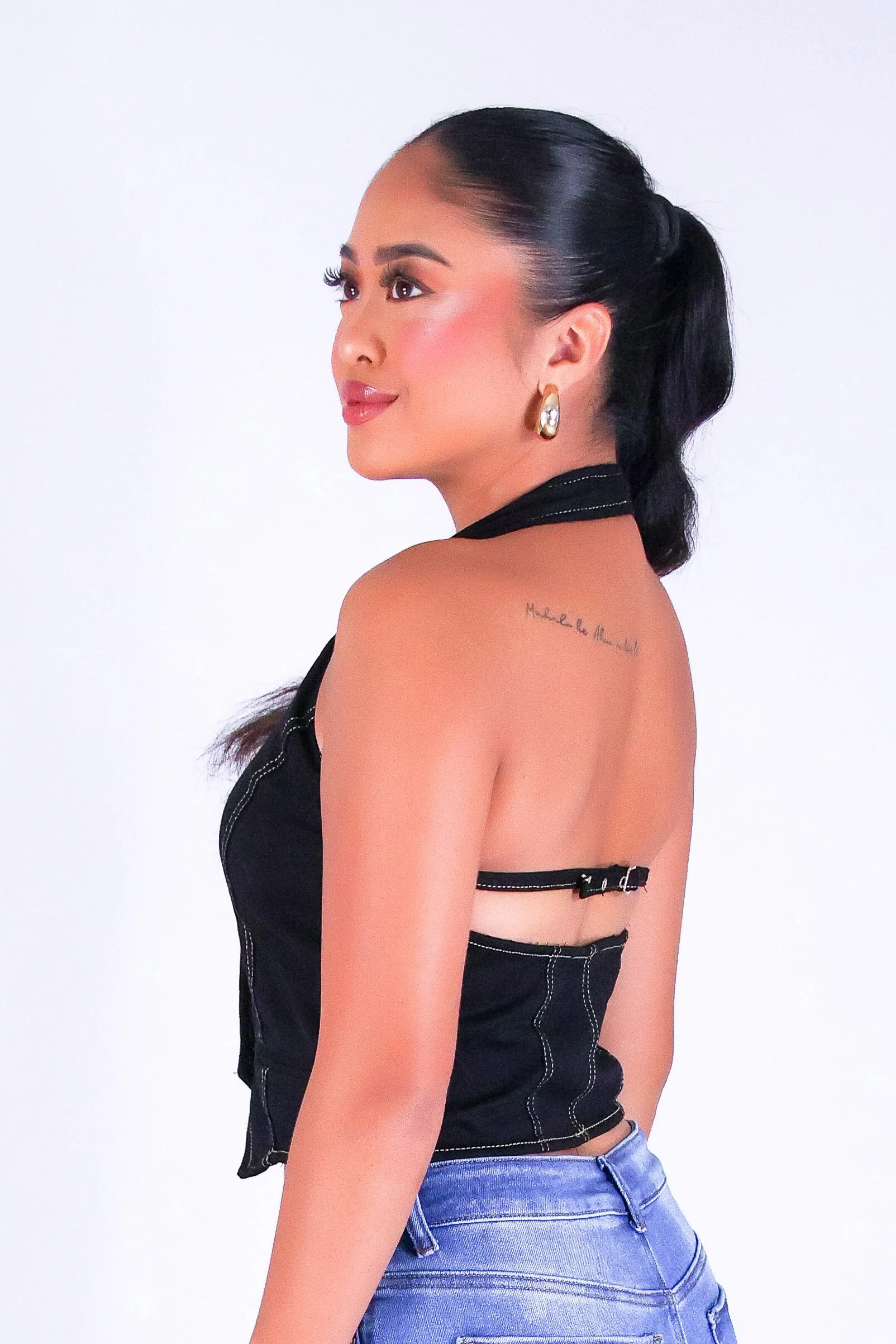 DENIM DIVA HALTER VEST TOP - Image 3