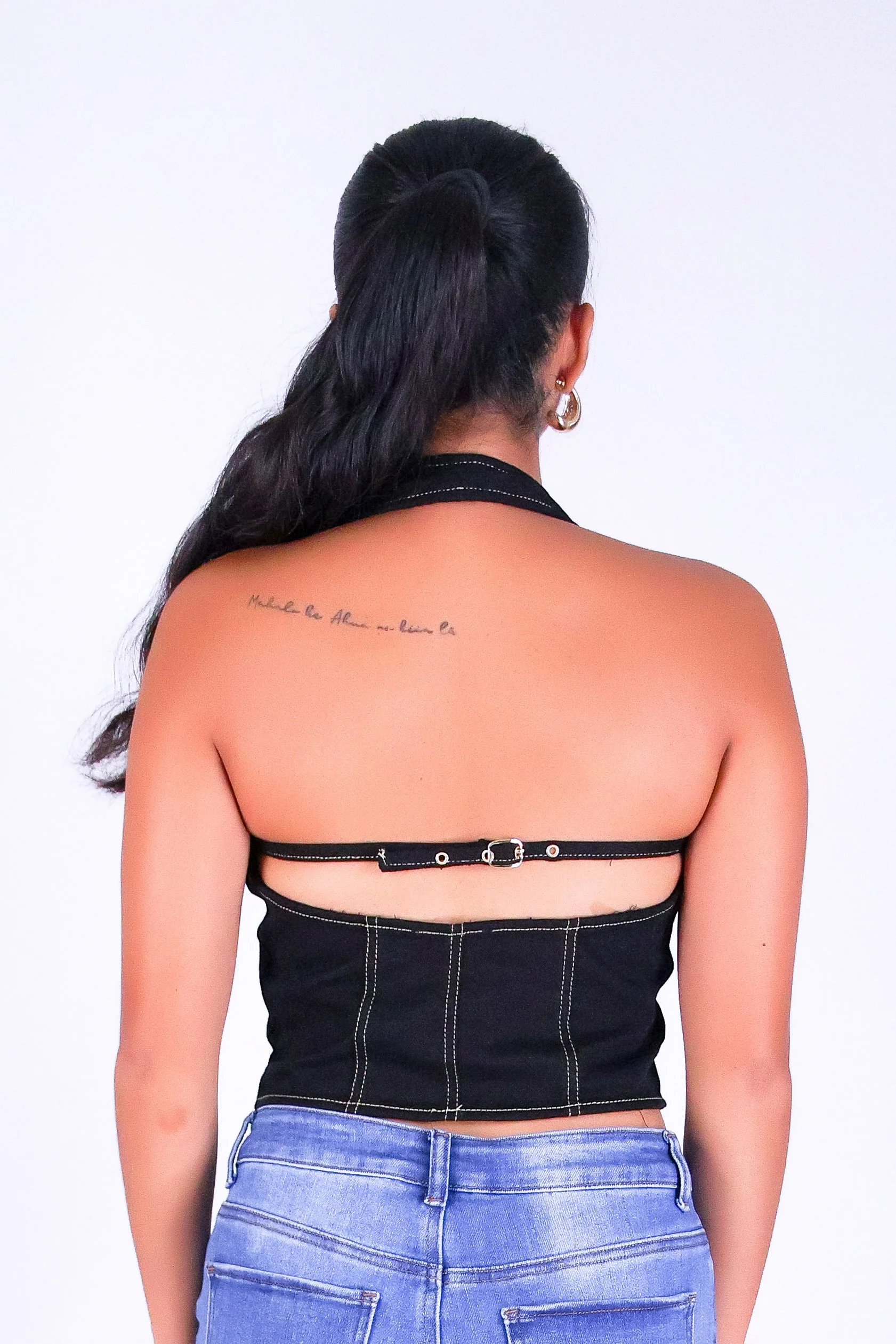 DENIM DIVA HALTER VEST TOP - Image 4