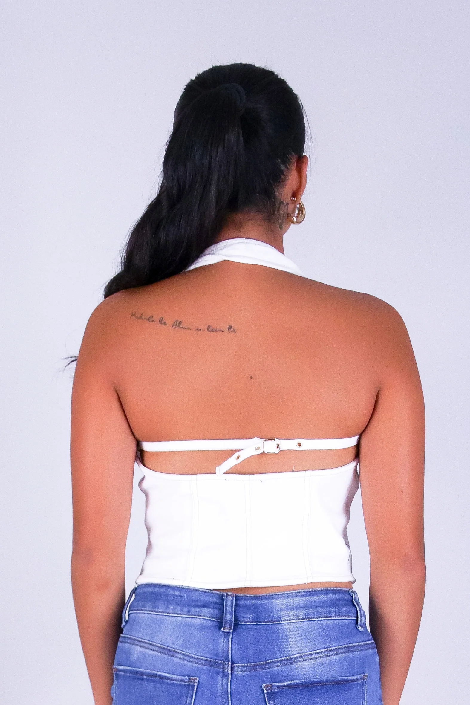 DENIM DIVA HALTER VEST TOP - Image 4